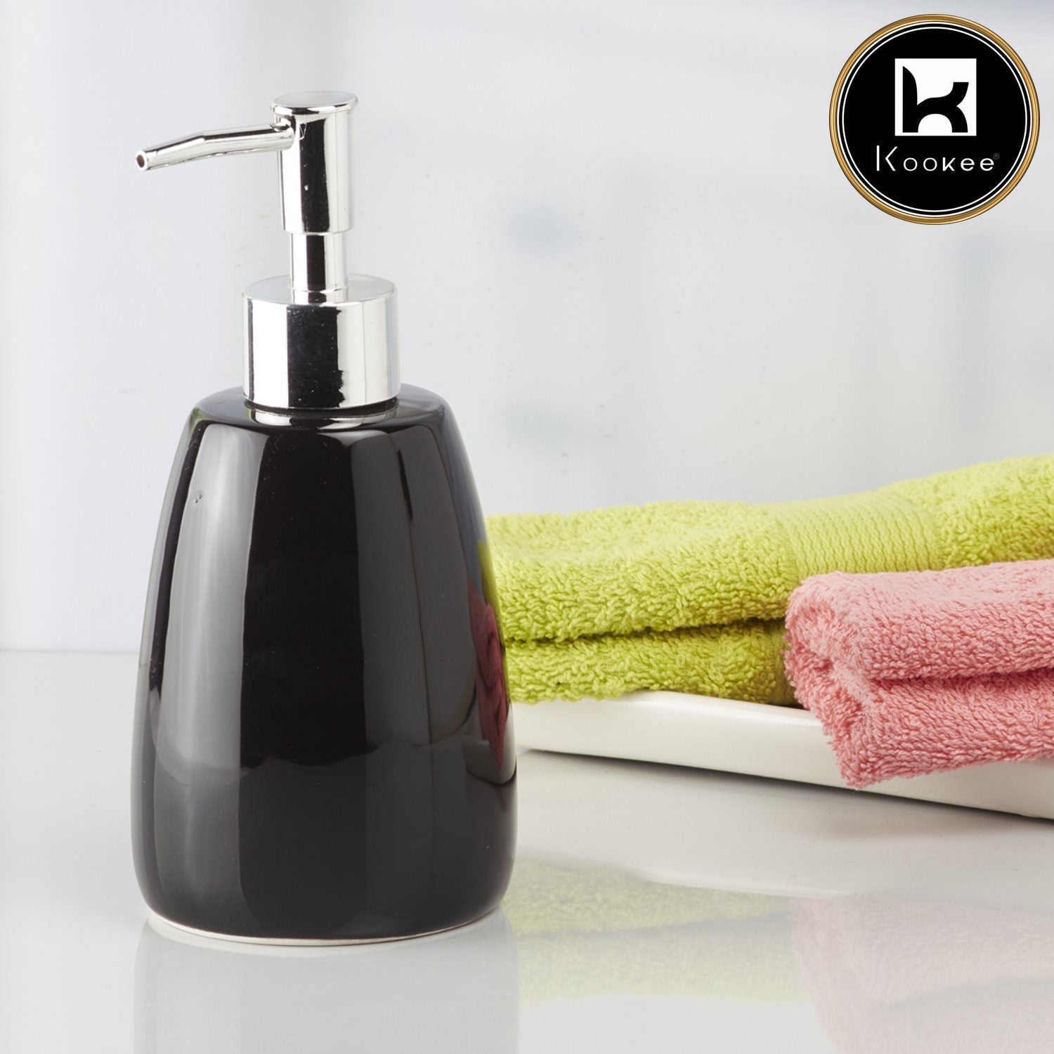 Ceramic Soap Dispenser for handwash for Bathroom, Black (V-CSD-020-1)
