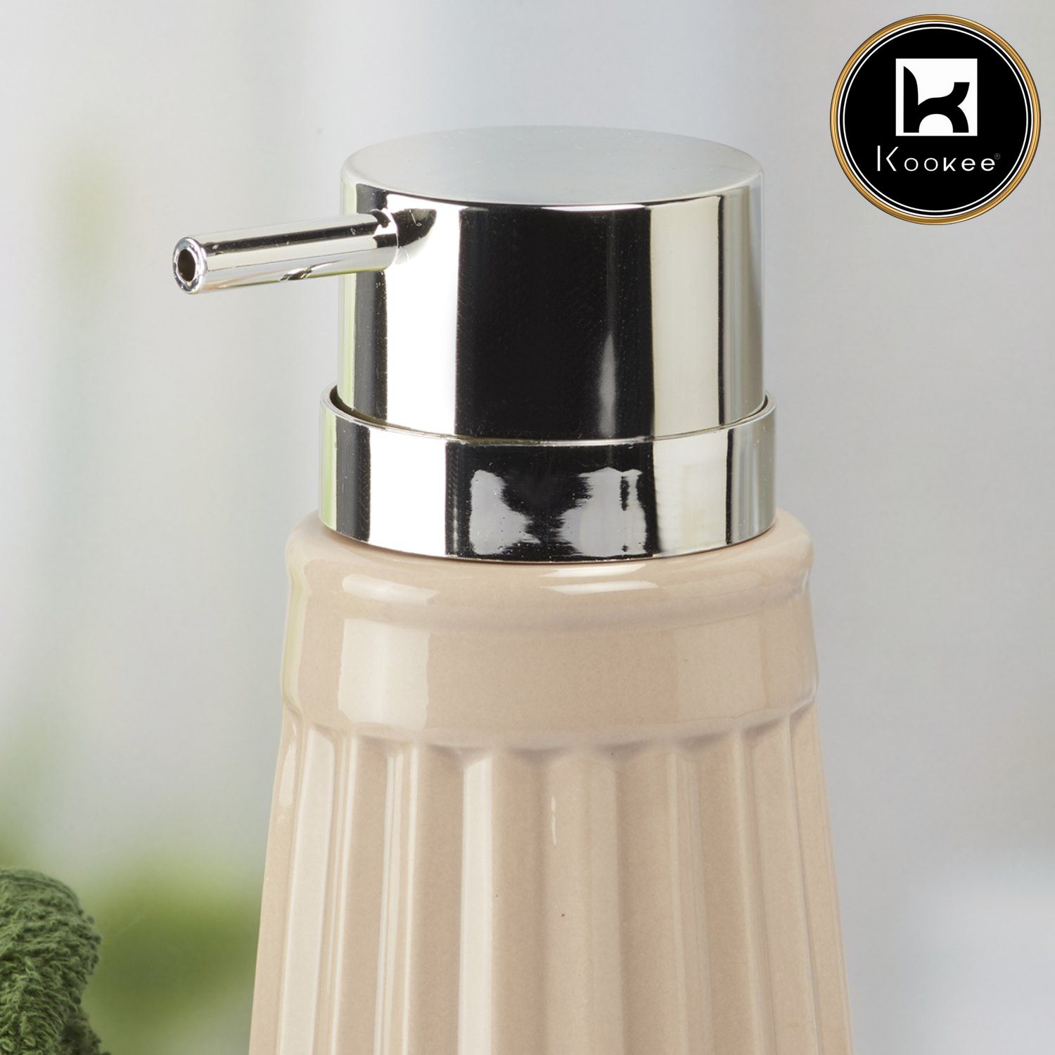 Ceramic Soap Dispenser for handwash for Bathroom, Beige (V-CSD-038)