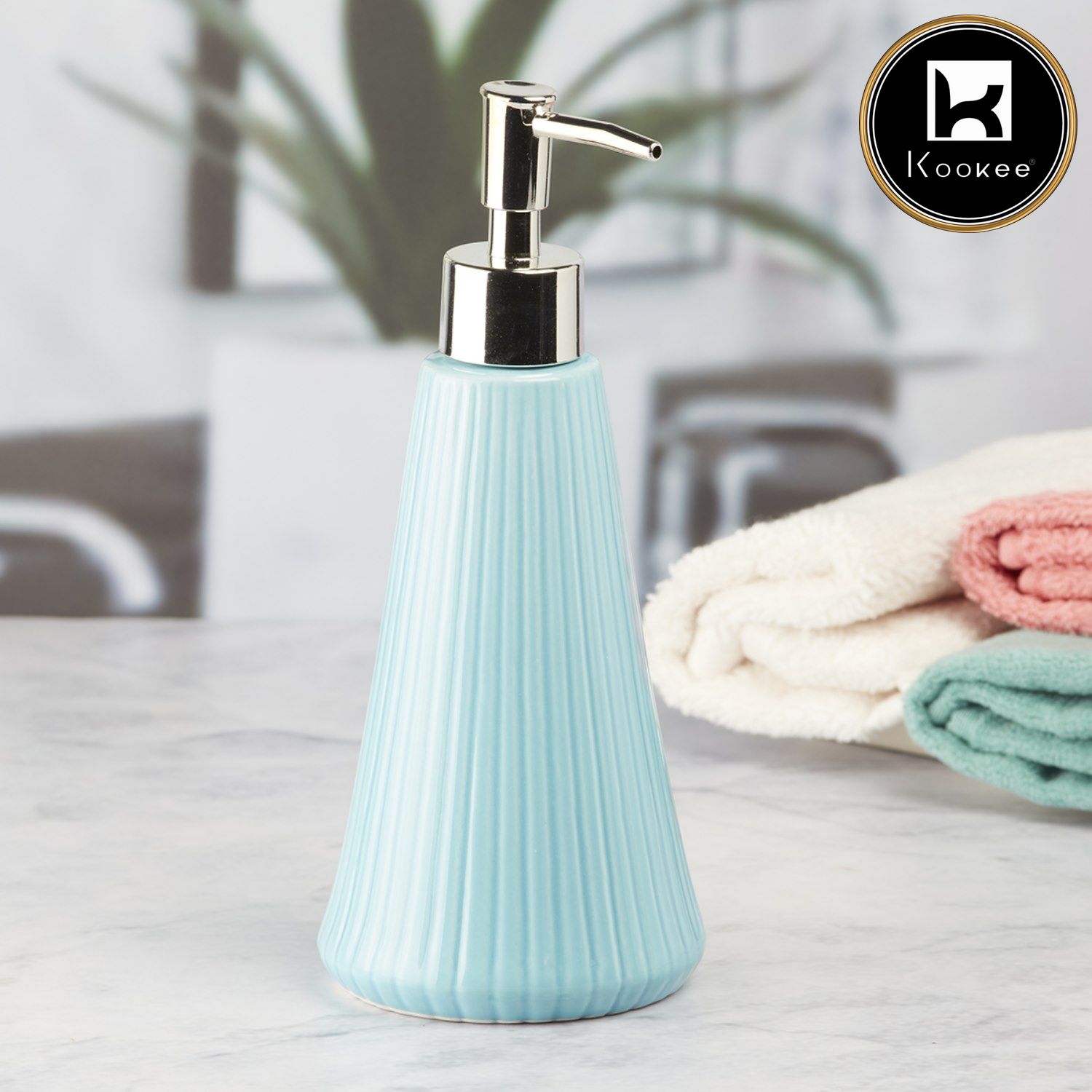 Ceramic Soap Dispenser for handwash for Bathroom, Blue (Set of 1) (6038)