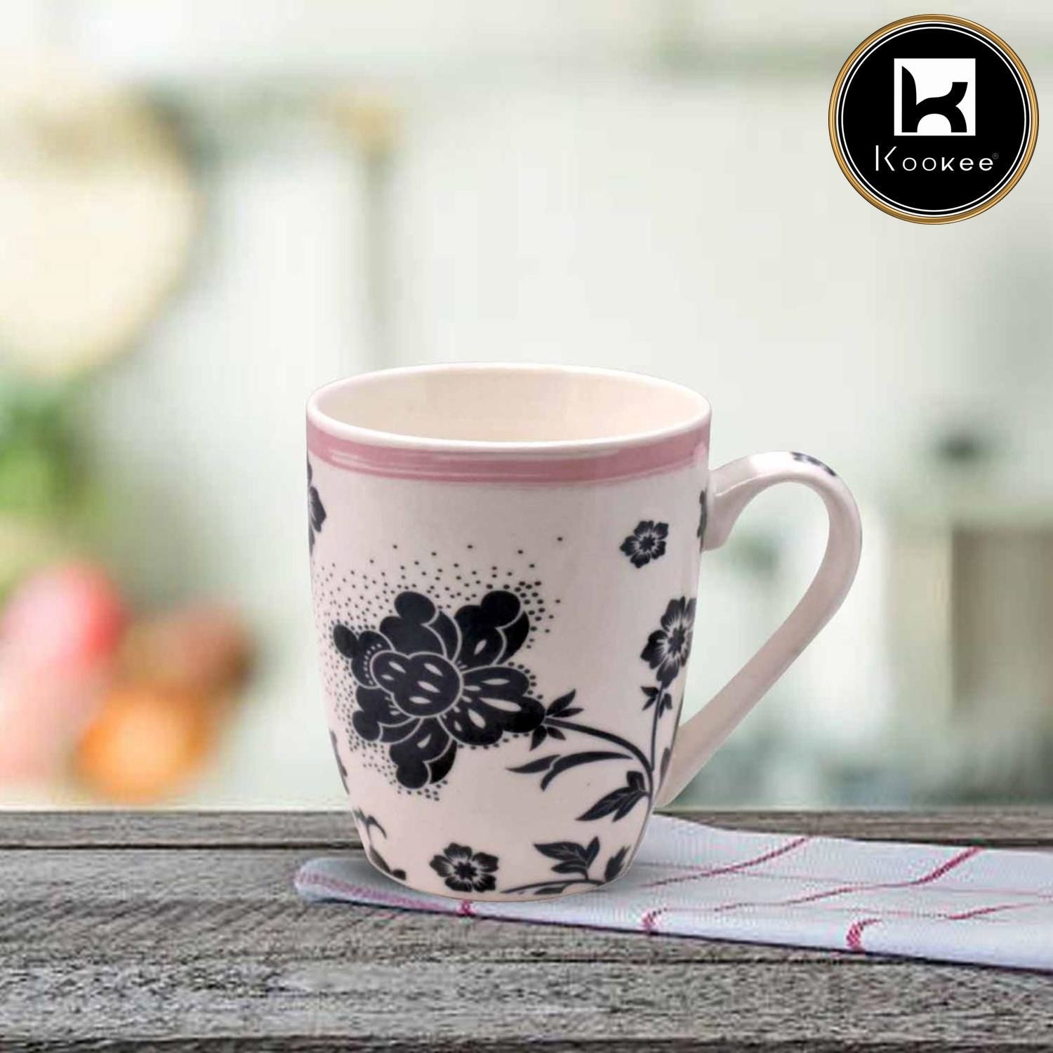 Kookee Printed Ceramic Coffee or Tea Mug with handle for Office, Home or Gifting - 325ml