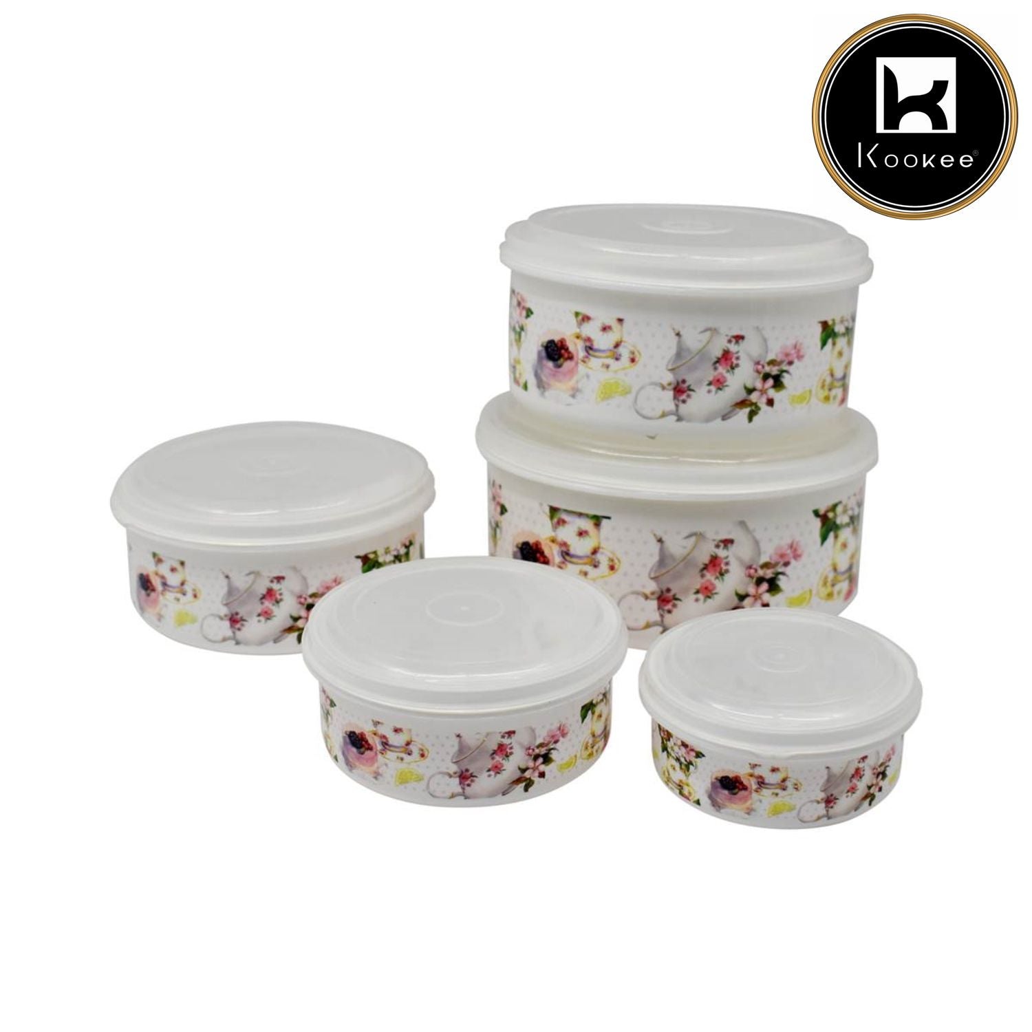 Plastic Airtight Container with Lid, Set of 5, Round (6214)