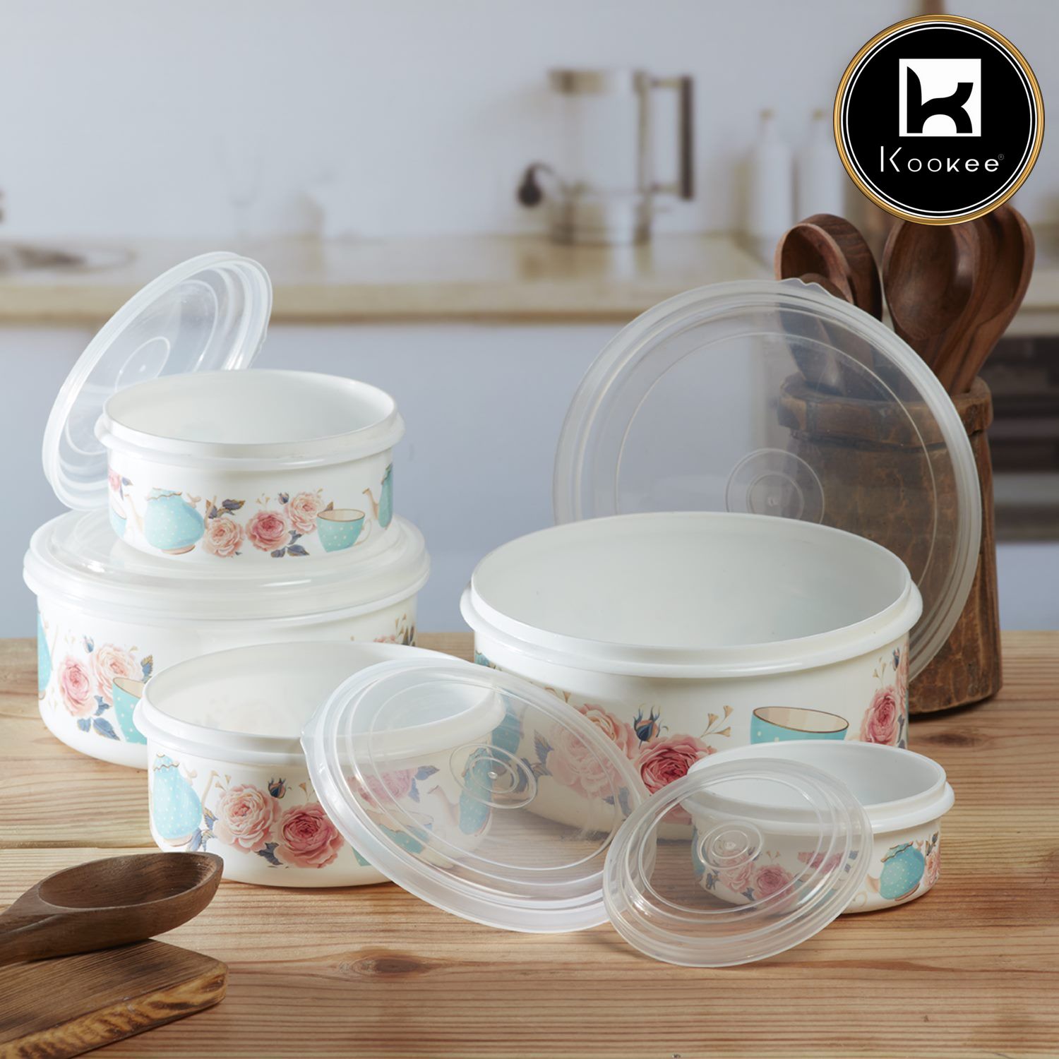 Plastic Airtight Container with Lid, Set of 5, Round (V-CONT-003)