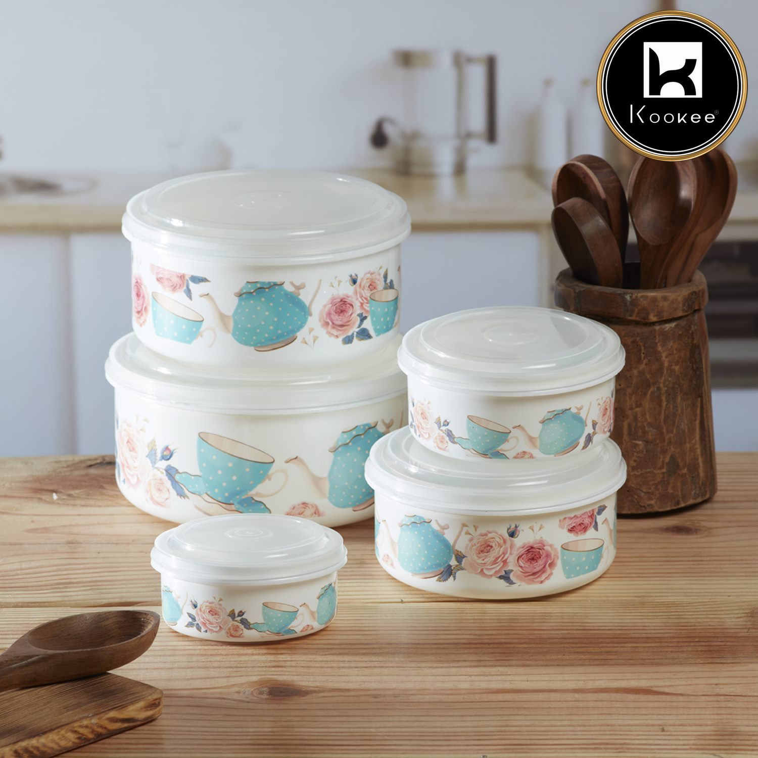 Plastic Airtight Container with Lid, Set of 5, Round (V-CONT-003)