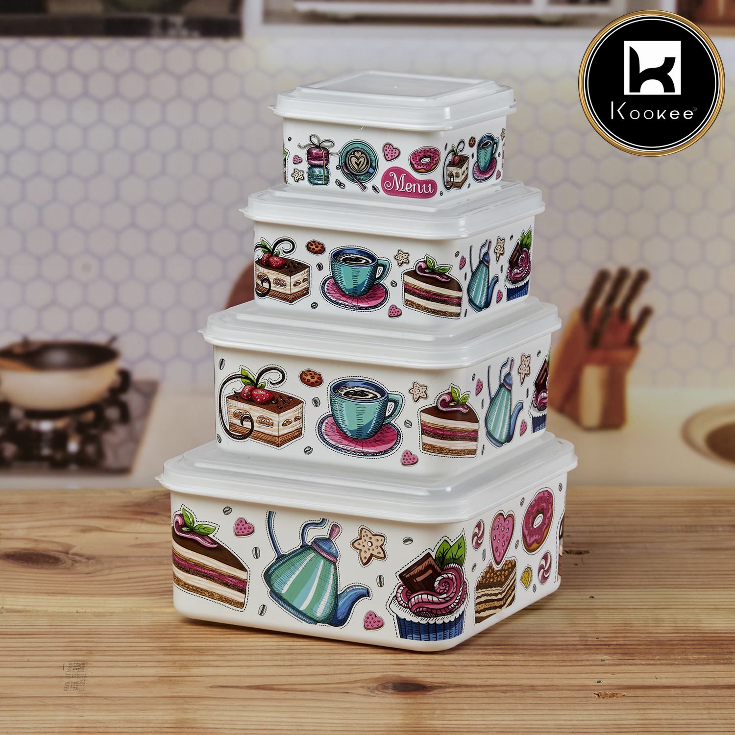 Kookee Plastic Containers, Multi, ART06219