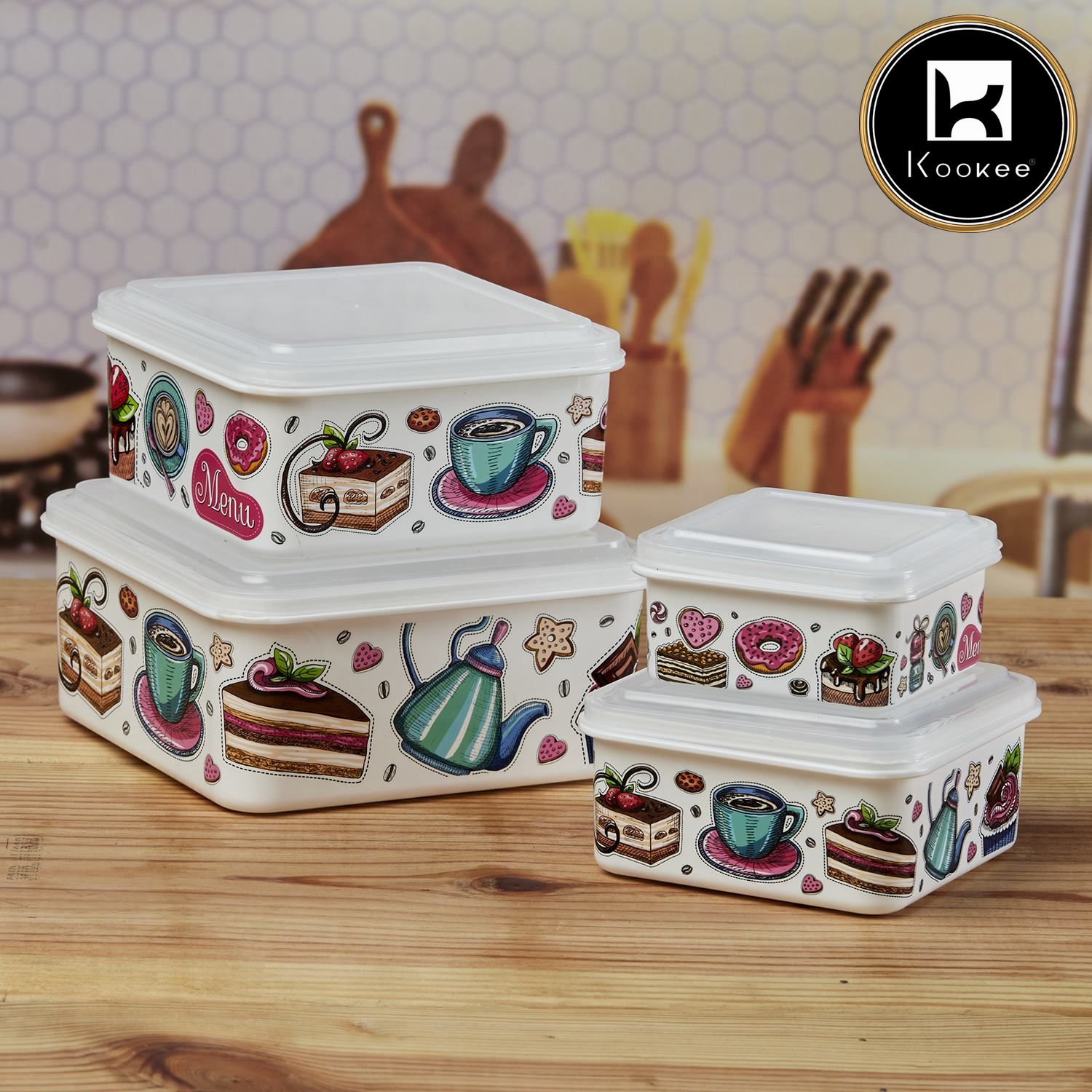 Kookee Plastic Containers, Multi, ART06219