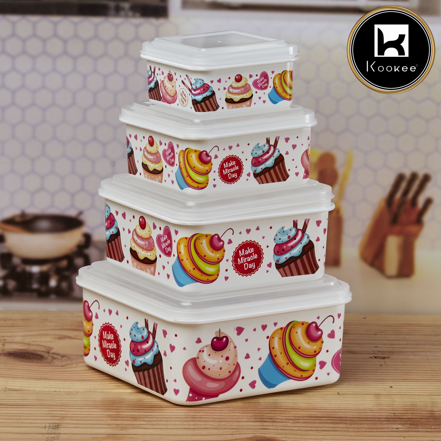 Kookee Plastic Containers, Multi, ART06223