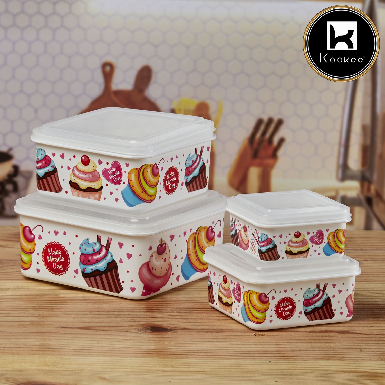 Kookee Plastic Containers, Multi, ART06223