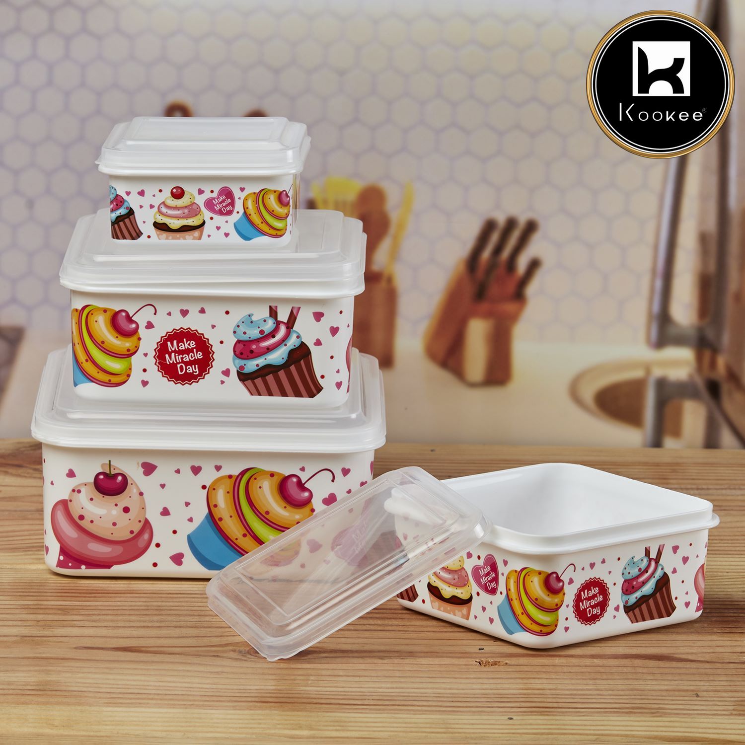 Kookee Plastic Containers, Multi, ART06223