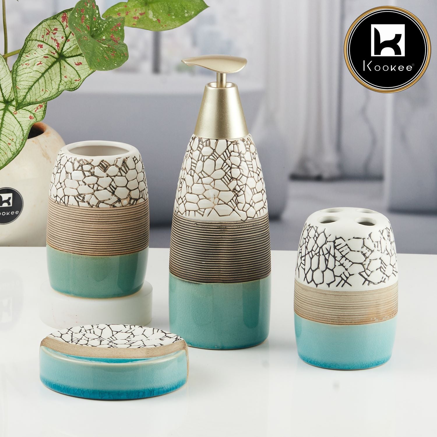 Kookee Ceramic Bathroom Sets, Multi, ART06251