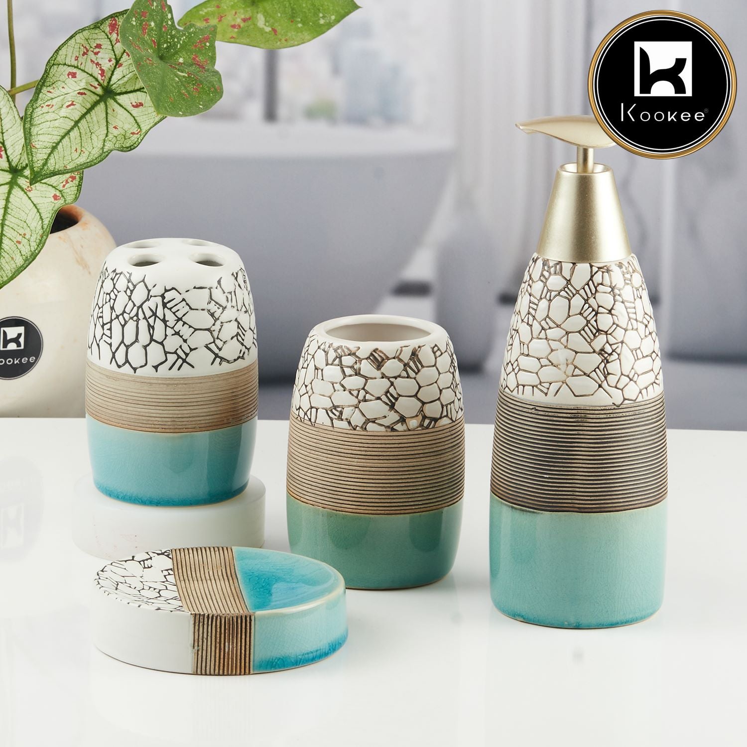 Kookee Ceramic Bathroom Sets, Multi, ART06251