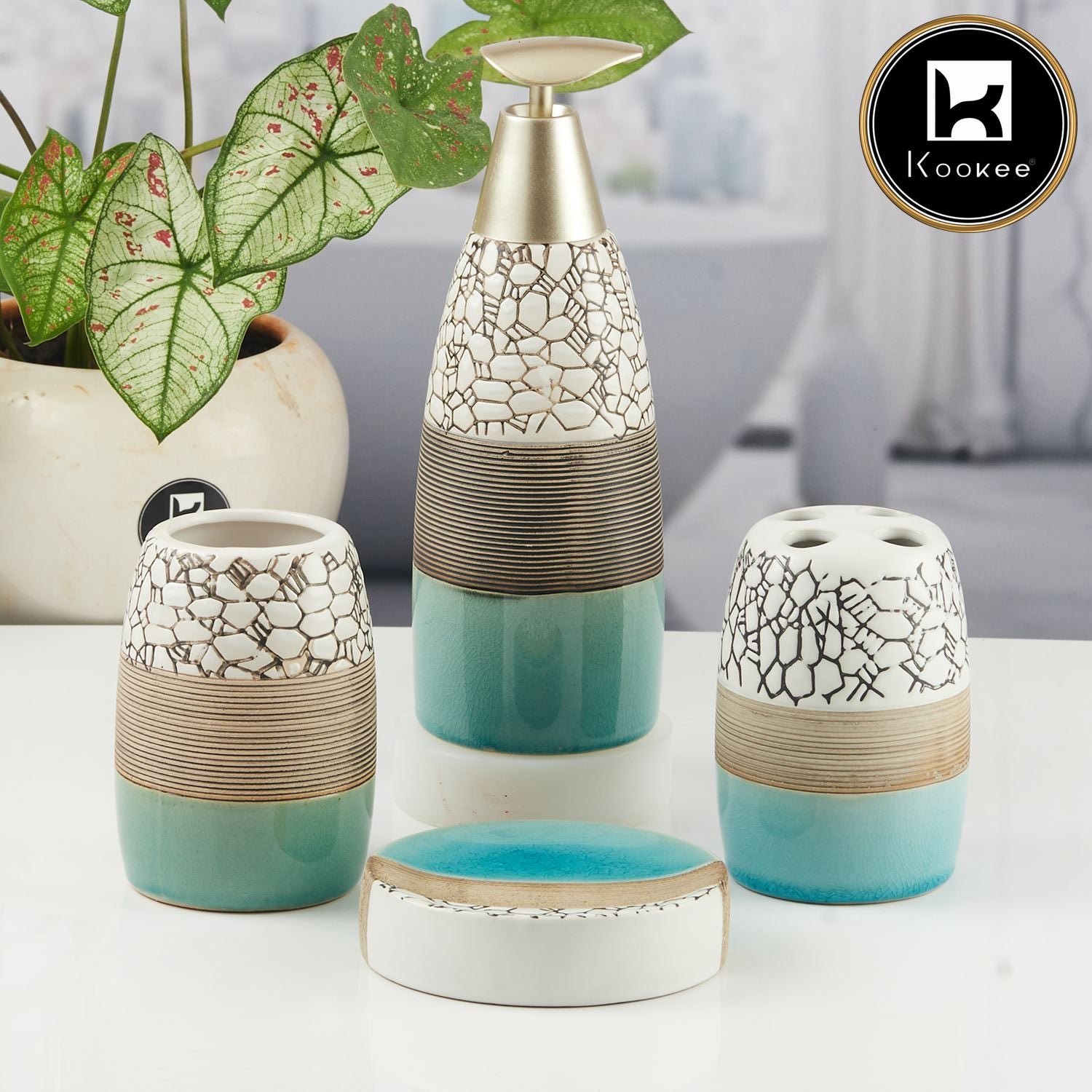 Kookee Ceramic Bathroom Sets, Multi, ART06251