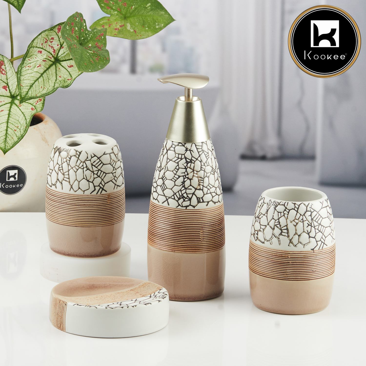 Kookee Ceramic Bathroom Sets, Multi, ART06253