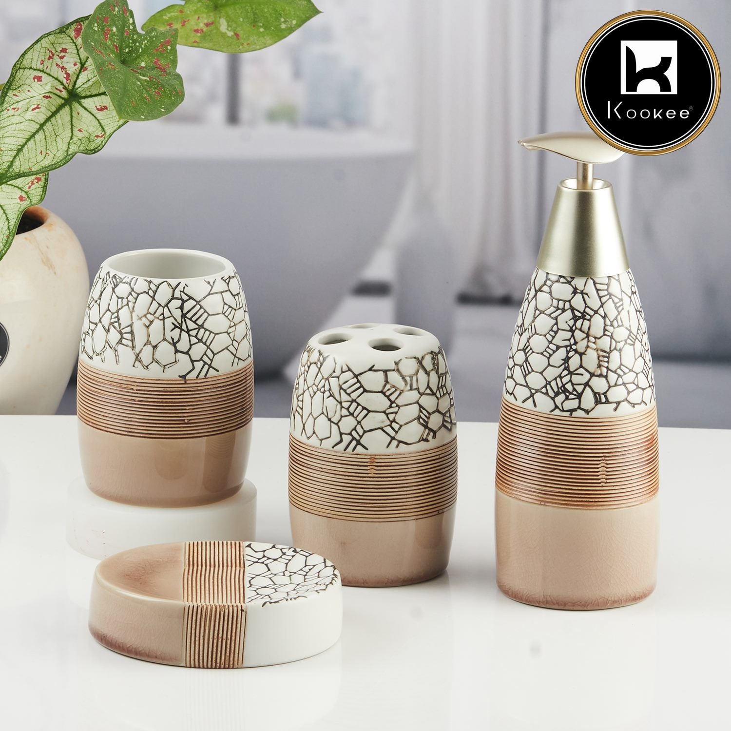Kookee Ceramic Bathroom Sets, Multi, ART06253