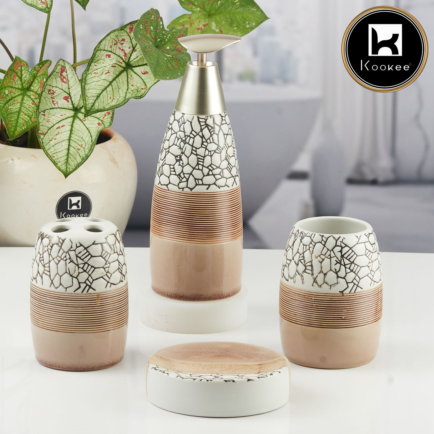 Kookee Ceramic Bathroom Sets, Multi, ART06253
