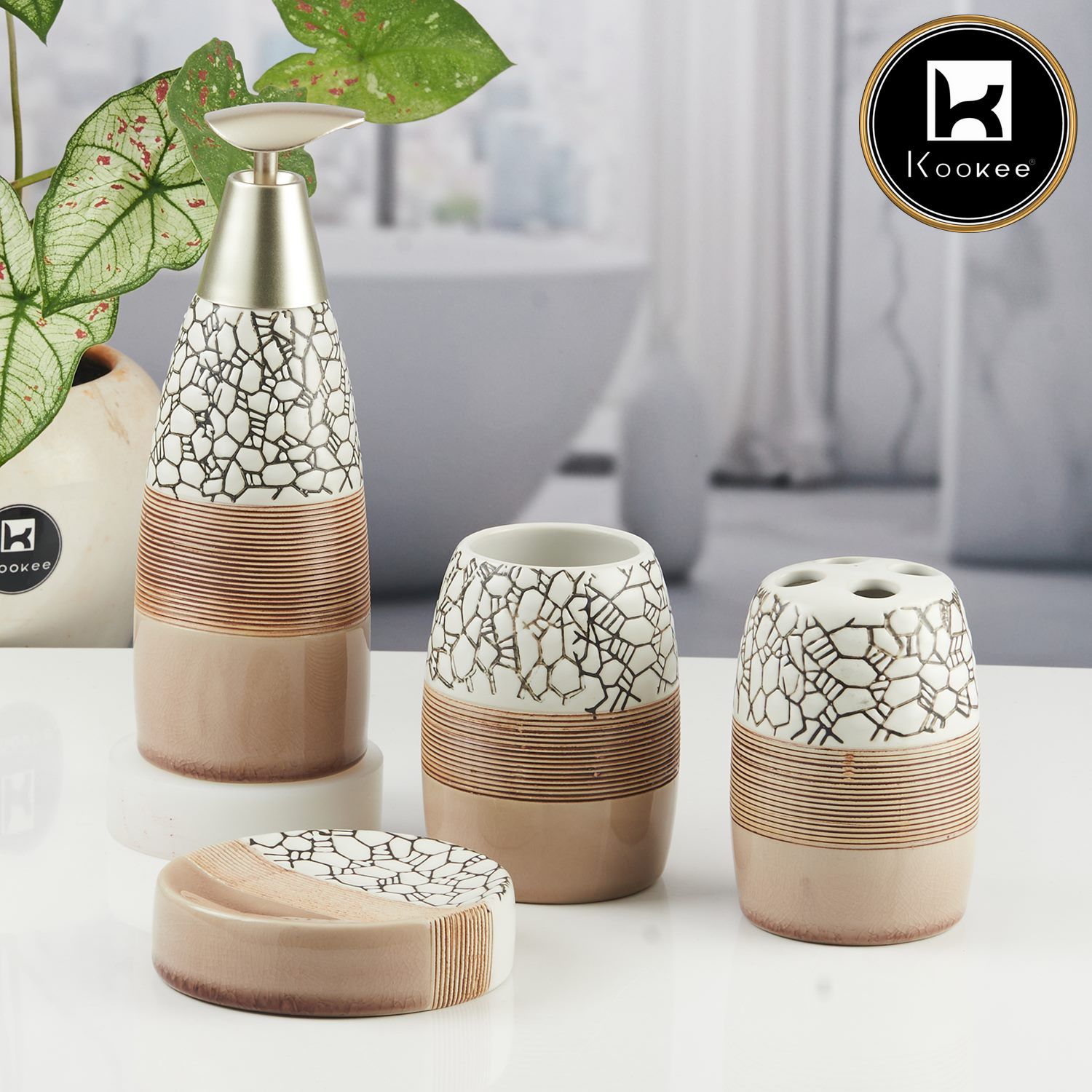 Kookee Ceramic Bathroom Sets, Multi, ART06253