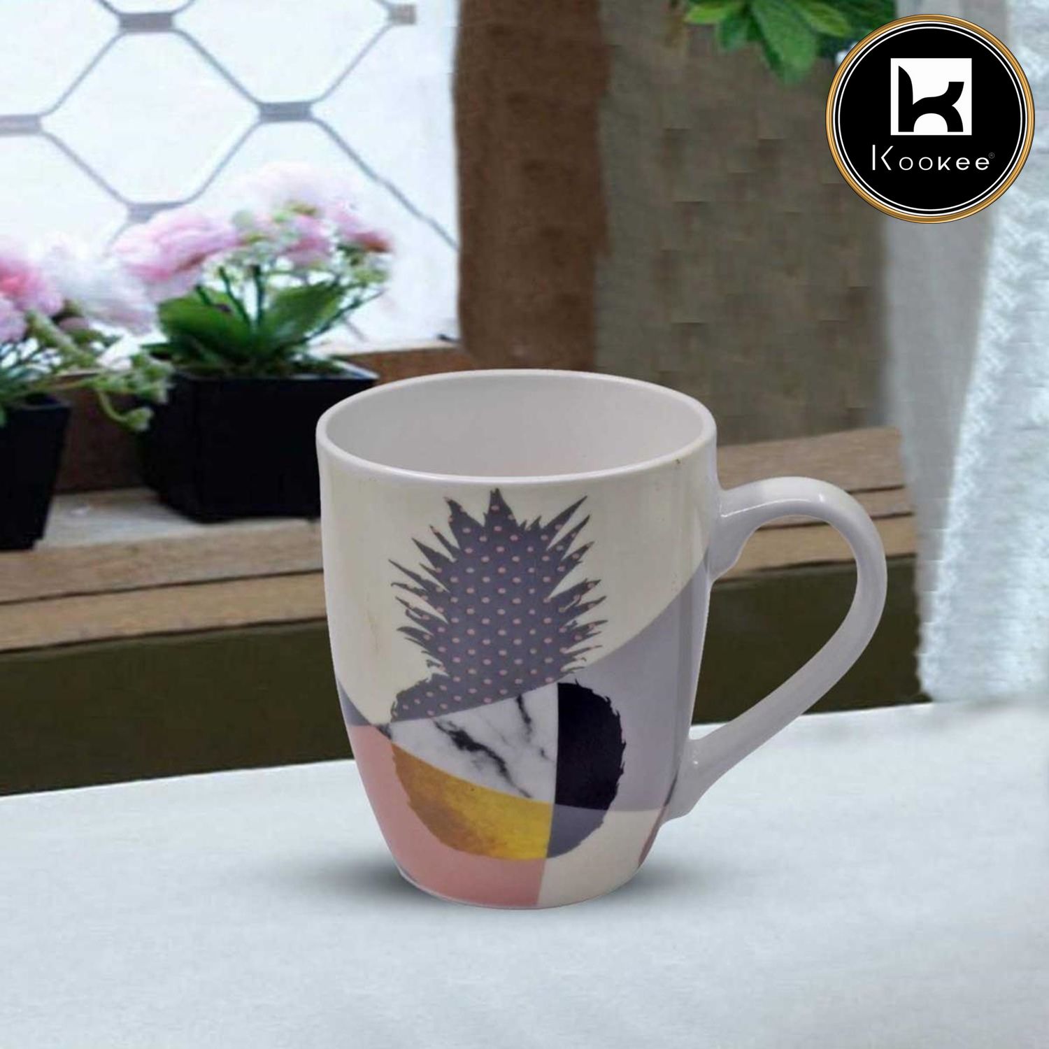 Kookee Printed Ceramic Coffee or Tea Mug with handle for Office, Home or Gifting - 325ml