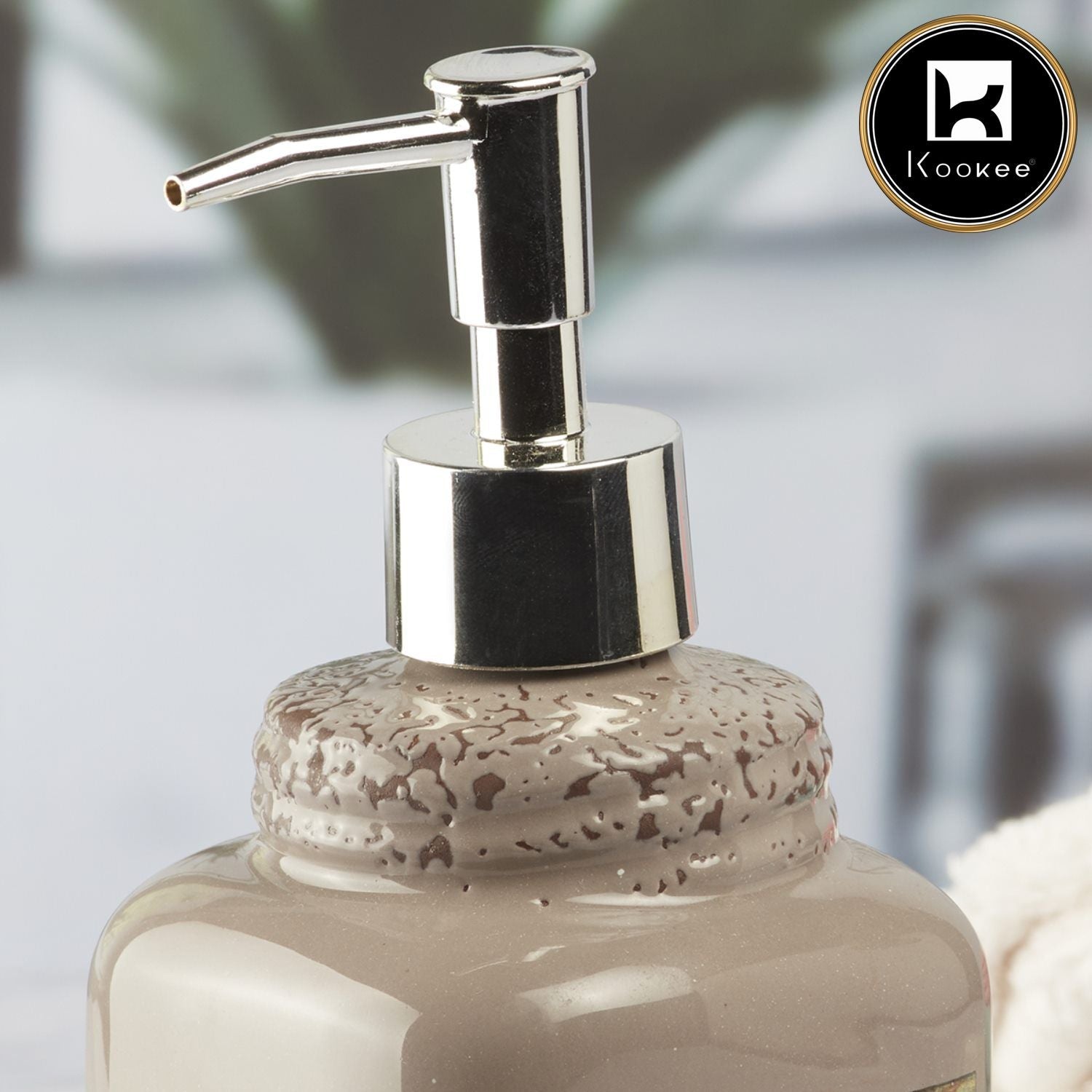 Ceramic Soap Dispenser for handwash for Bathroom, Brown (V-CSD-012-2)