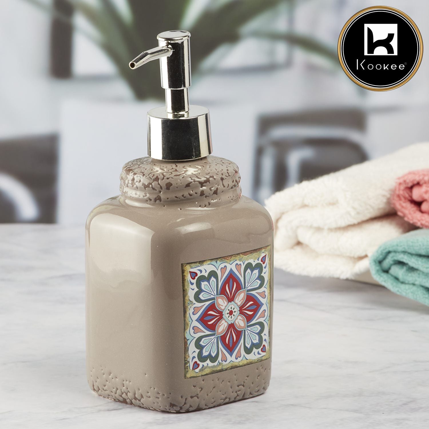 Ceramic Soap Dispenser for handwash for Bathroom, Brown, (Set of 1) (6291)