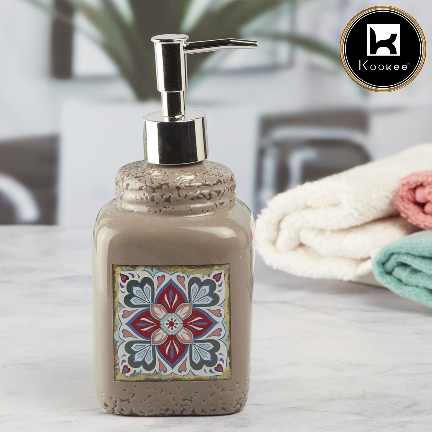 Ceramic Soap Dispenser for handwash for Bathroom, Brown (V-CSD-012-2)
