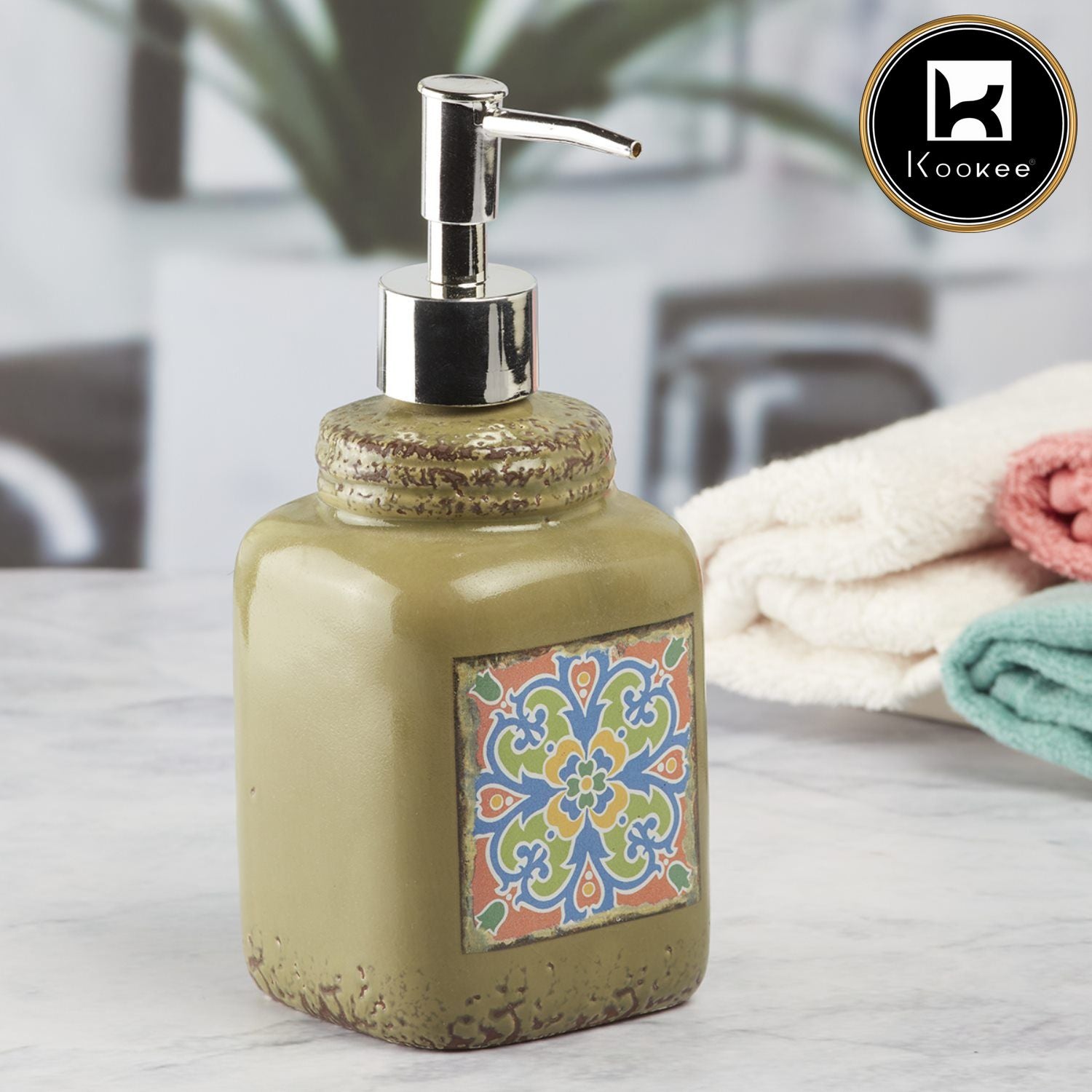 Ceramic Soap Dispenser for handwash for Bathroom, White (Set of 1) (6292)
