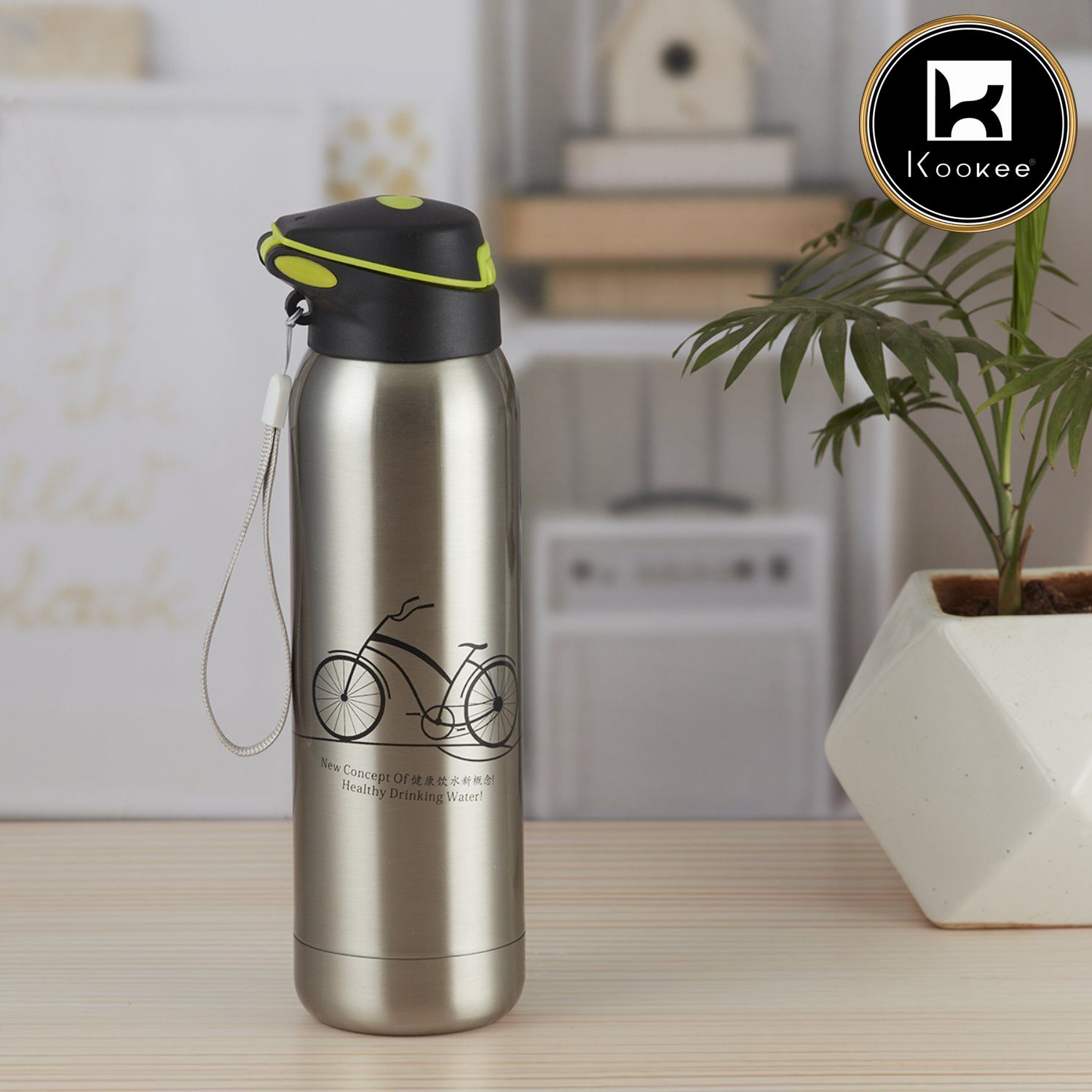 Kookee Stainless Steel Vacuum Insulated double wall Water Bottle for Home, Office, Travel and Sports, Leak - proof Lid for Hot and Cold liquids - 500ml