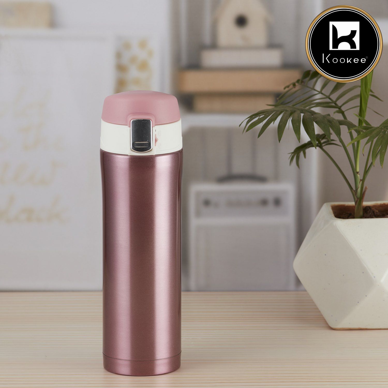 Kookee Stainless Steel Vacuum Insulated double wall Water Bottle for Home, Office, Travel and Sports, Leak - proof Lid for Hot and Cold liquids - 500ml