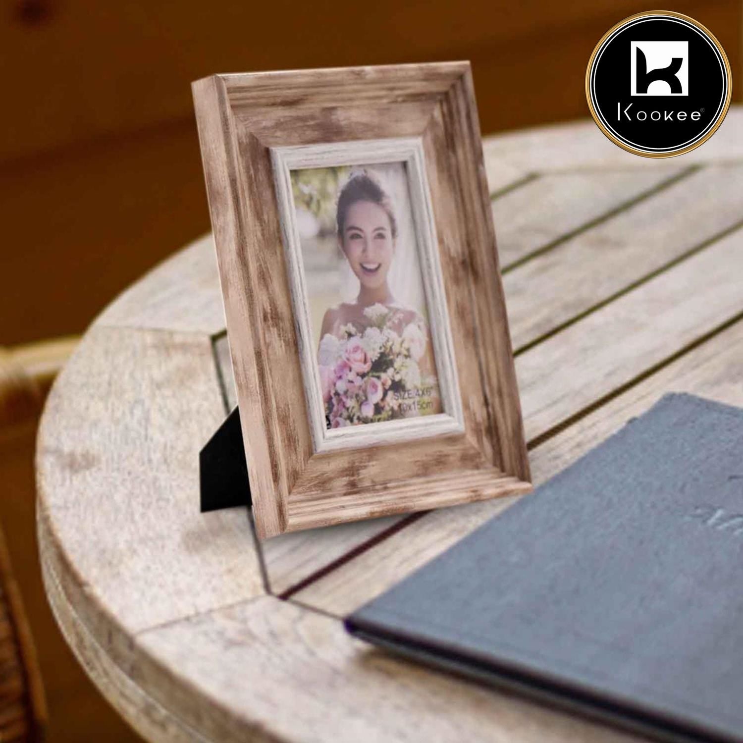 Kookee Wooden Border Photo Frame with back Stand for Tabletop, Home Decor for your Living and Bedroom