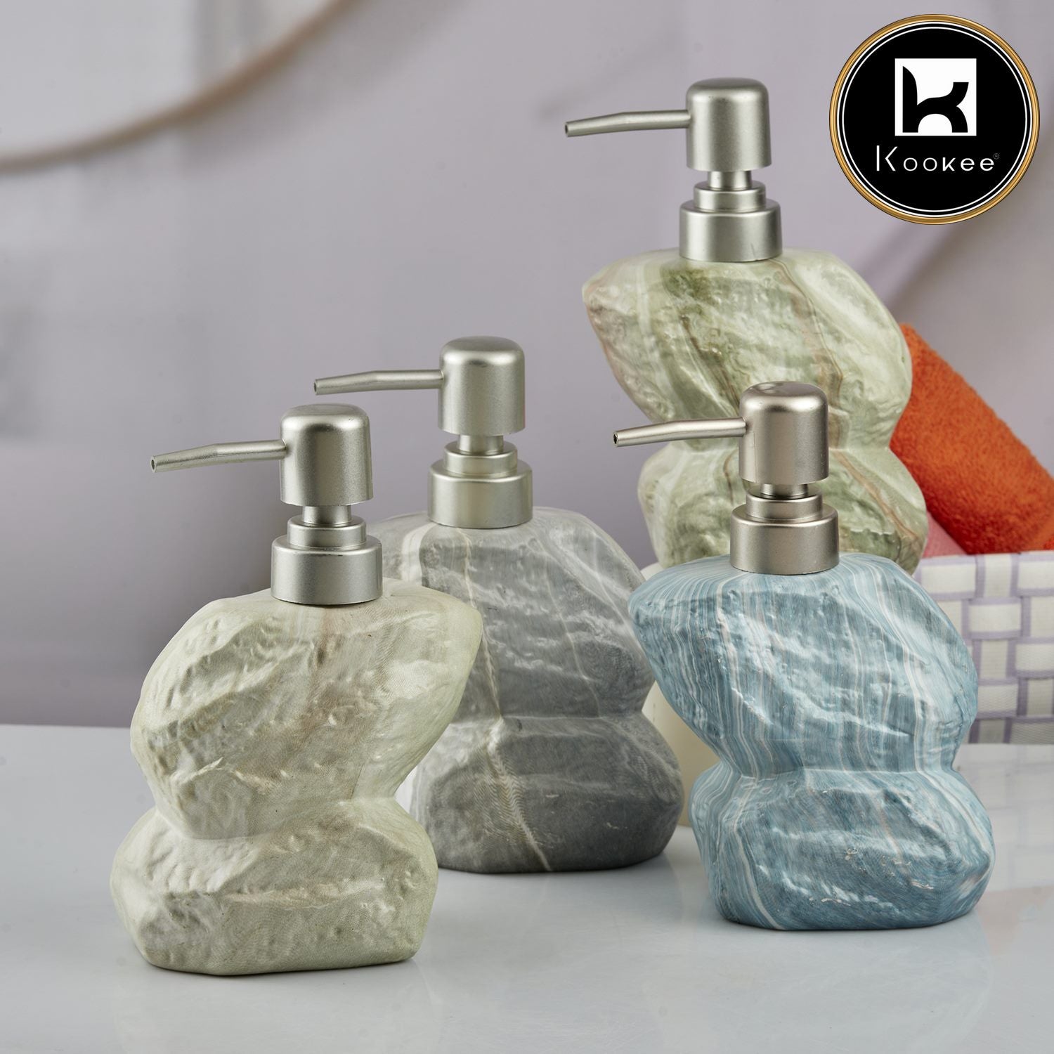 Ceramic Soap Dispenser for handwash for Bathroom, Grey, (Set of 1) (7617)