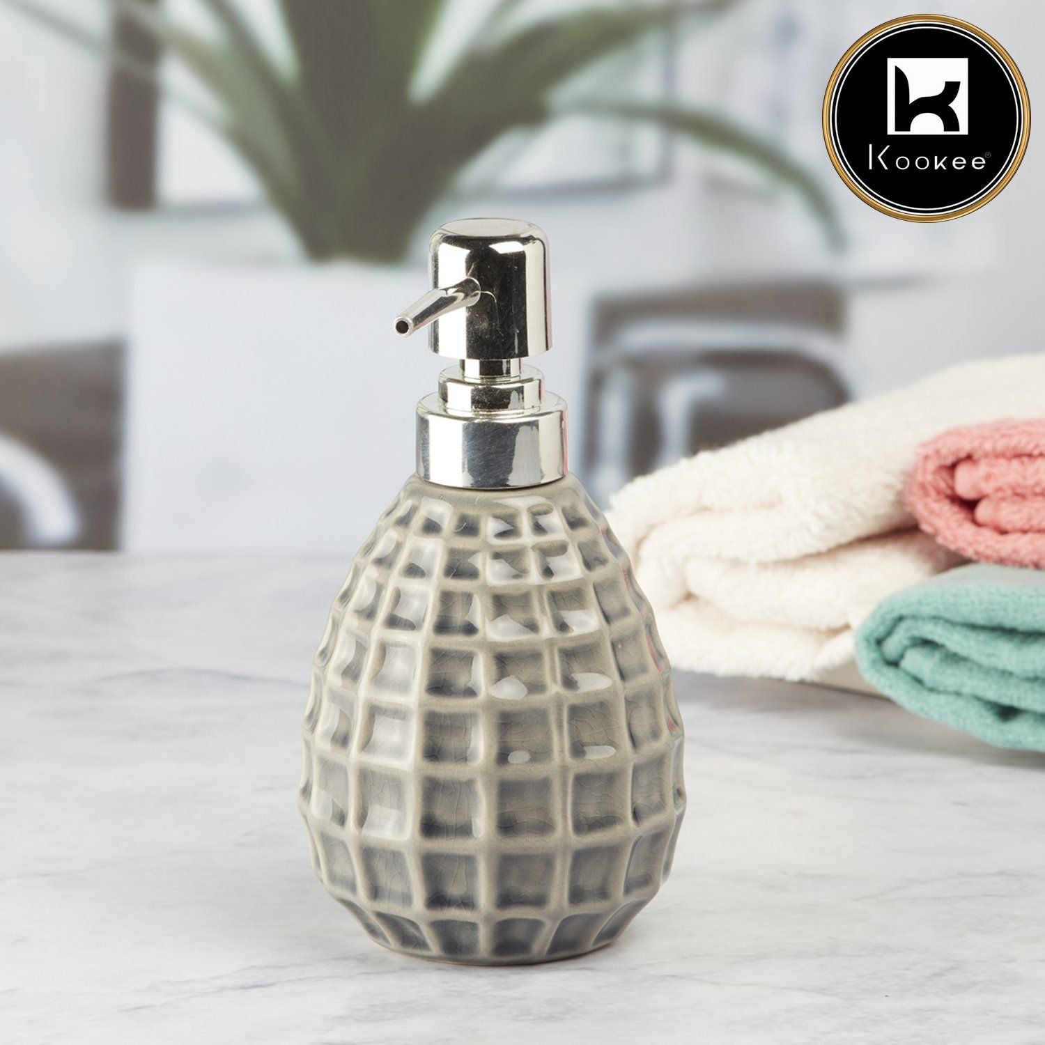 Ceramic Soap Dispenser for handwash for Bathroom, Grey (V-CSD-013-1)