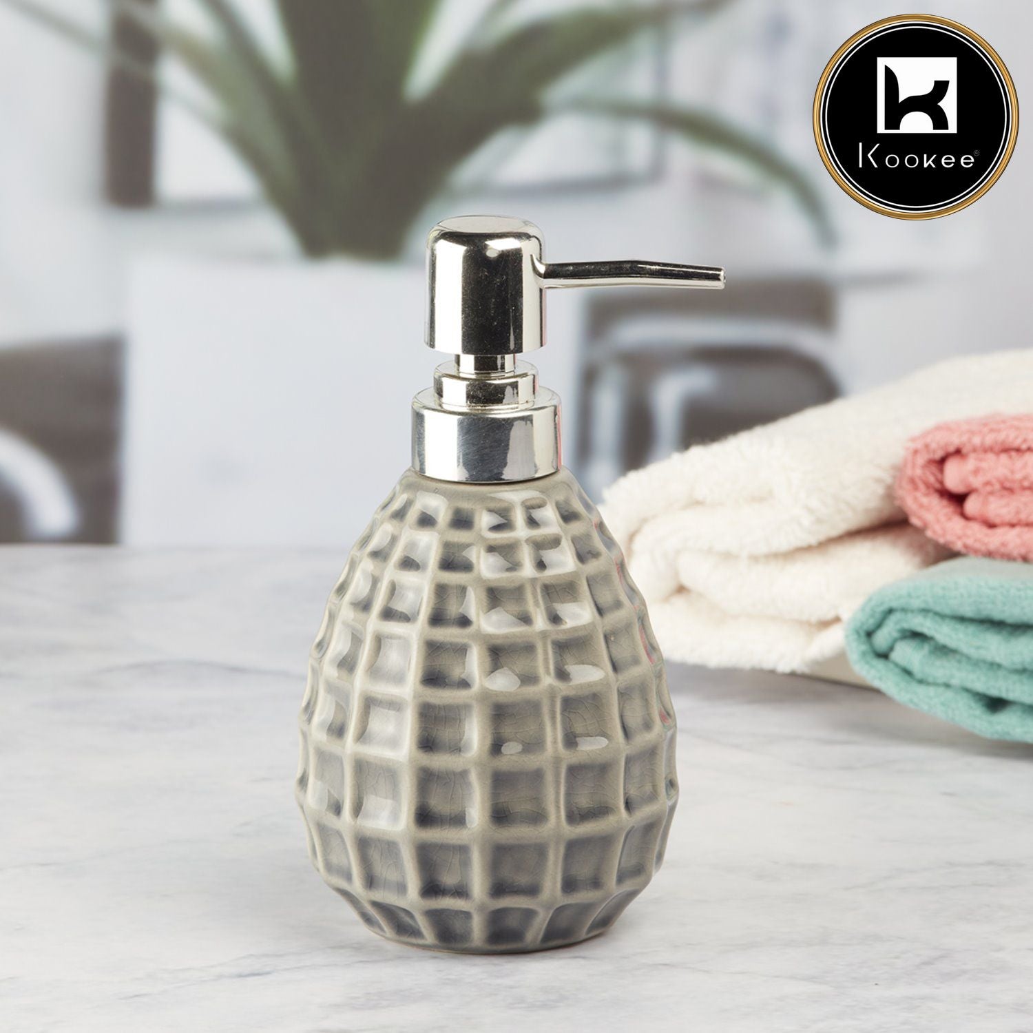 Ceramic Soap Dispenser for handwash for Bathroom, Grey (V-CSD-013-1)