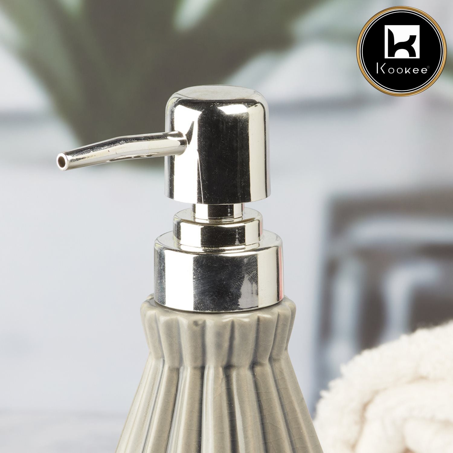 Ceramic Soap Dispenser for handwash for Bathroom, Grey (V-CSD-013-2)