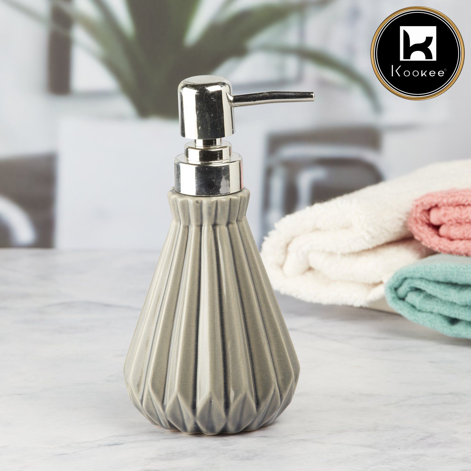 Ceramic Soap Dispenser for handwash for Bathroom, Grey (V-CSD-013-2)