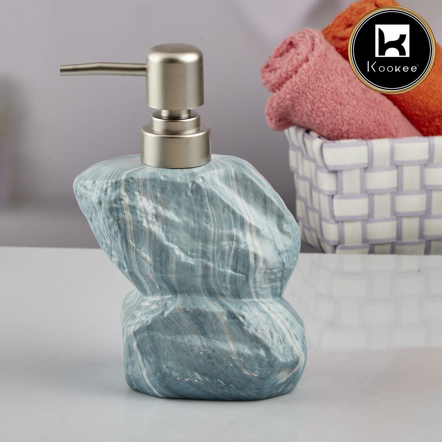 Ceramic Soap Dispenser for handwash for Bathroom, Grey, (Set of 1) (7617)