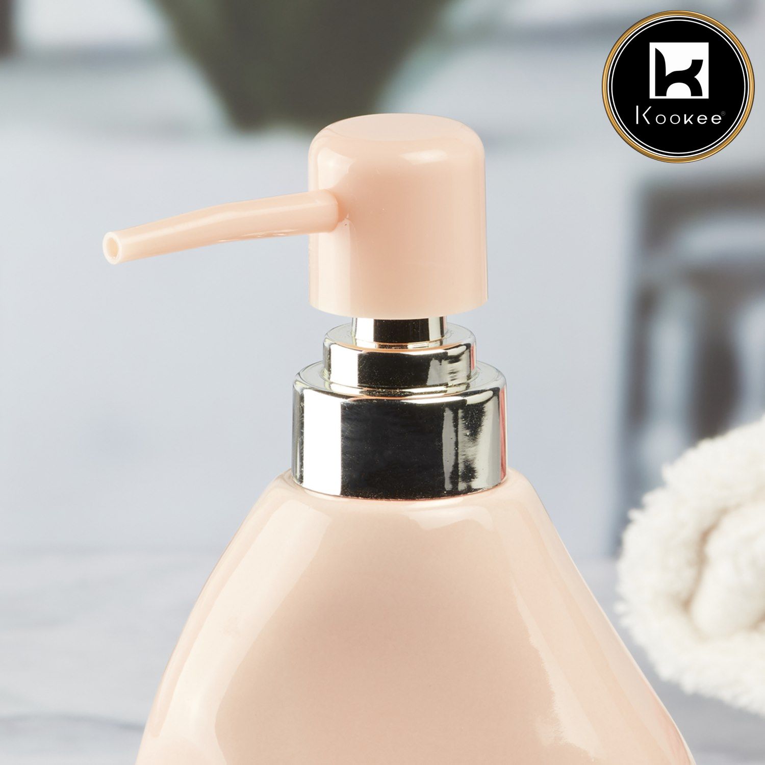 Ceramic Soap Dispenser for handwash for Bathroom, Beige, (Set of 1) (7625)