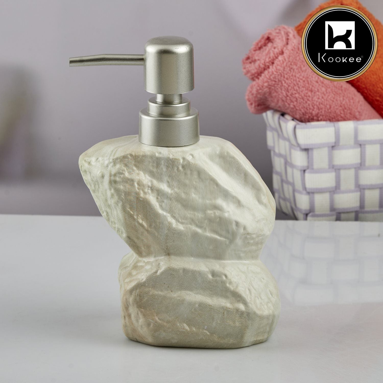 Ceramic Soap Dispenser for handwash for Bathroom, Beige (V-CSD-014-2)
