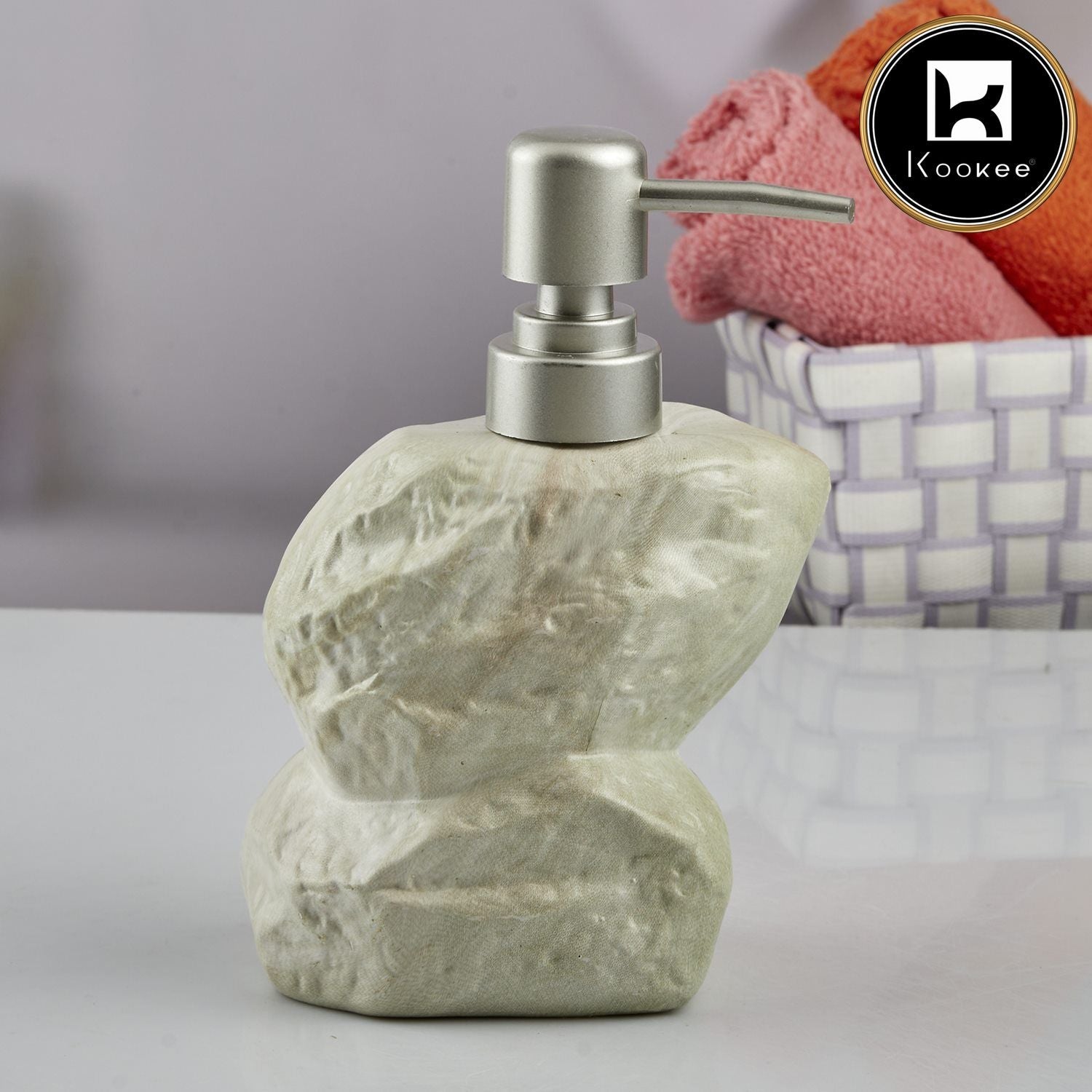 Ceramic Soap Dispenser for handwash for Bathroom, Beige (Set of 1) (7629)