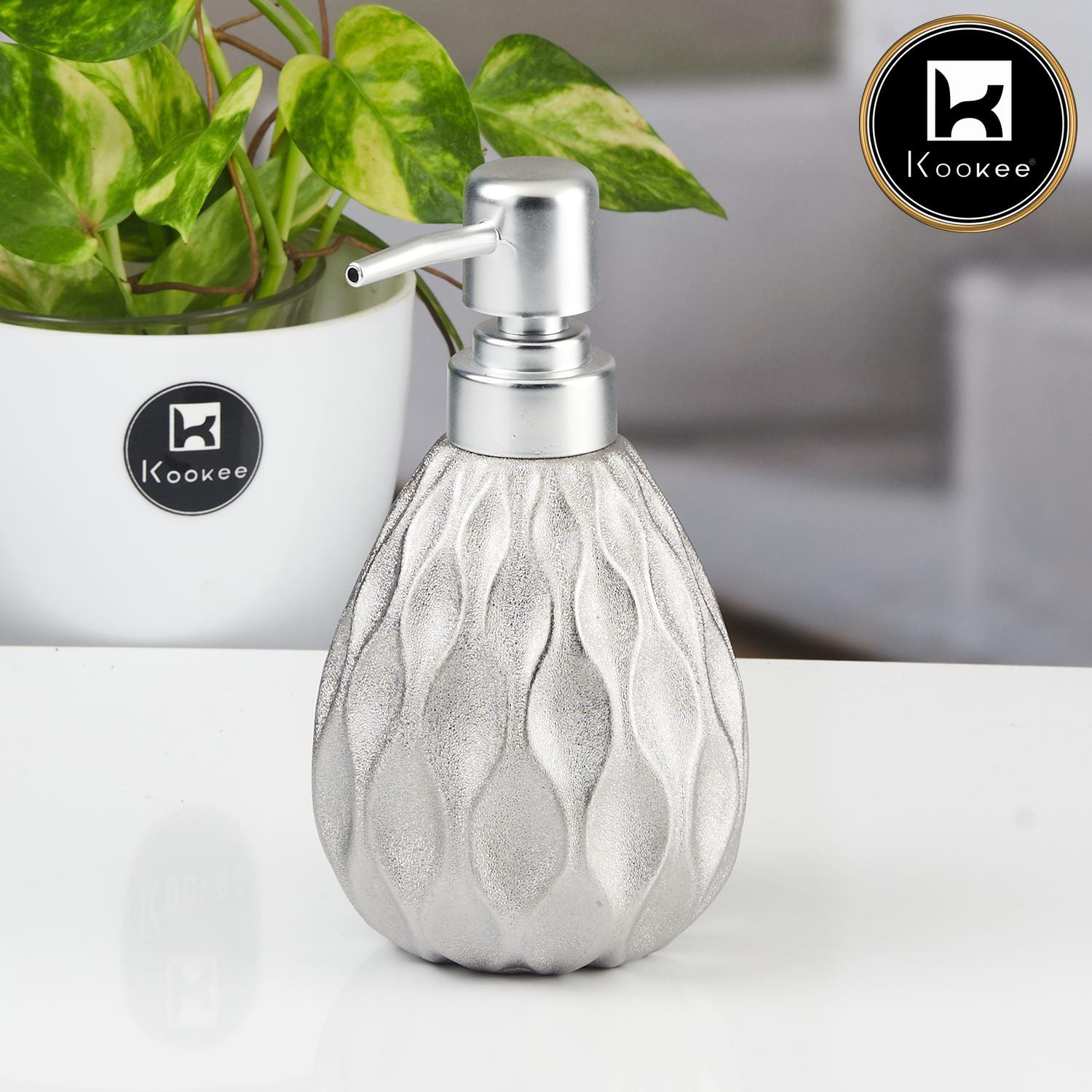 Kookee Ceramic Soap Dispensers, Silver, ART07630