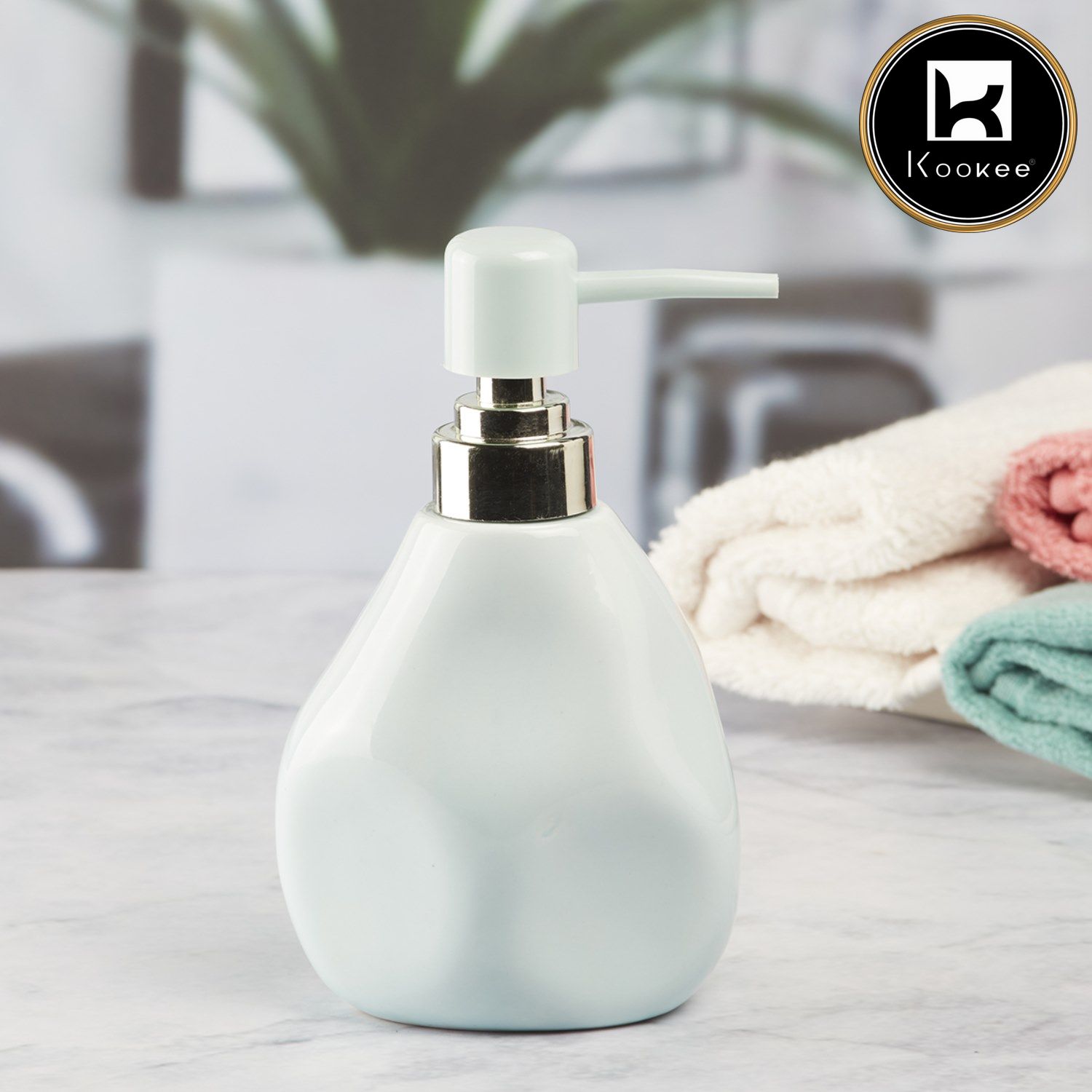 Ceramic Soap Dispenser for handwash for Bathroom, Blue (Set of 1) (7631)