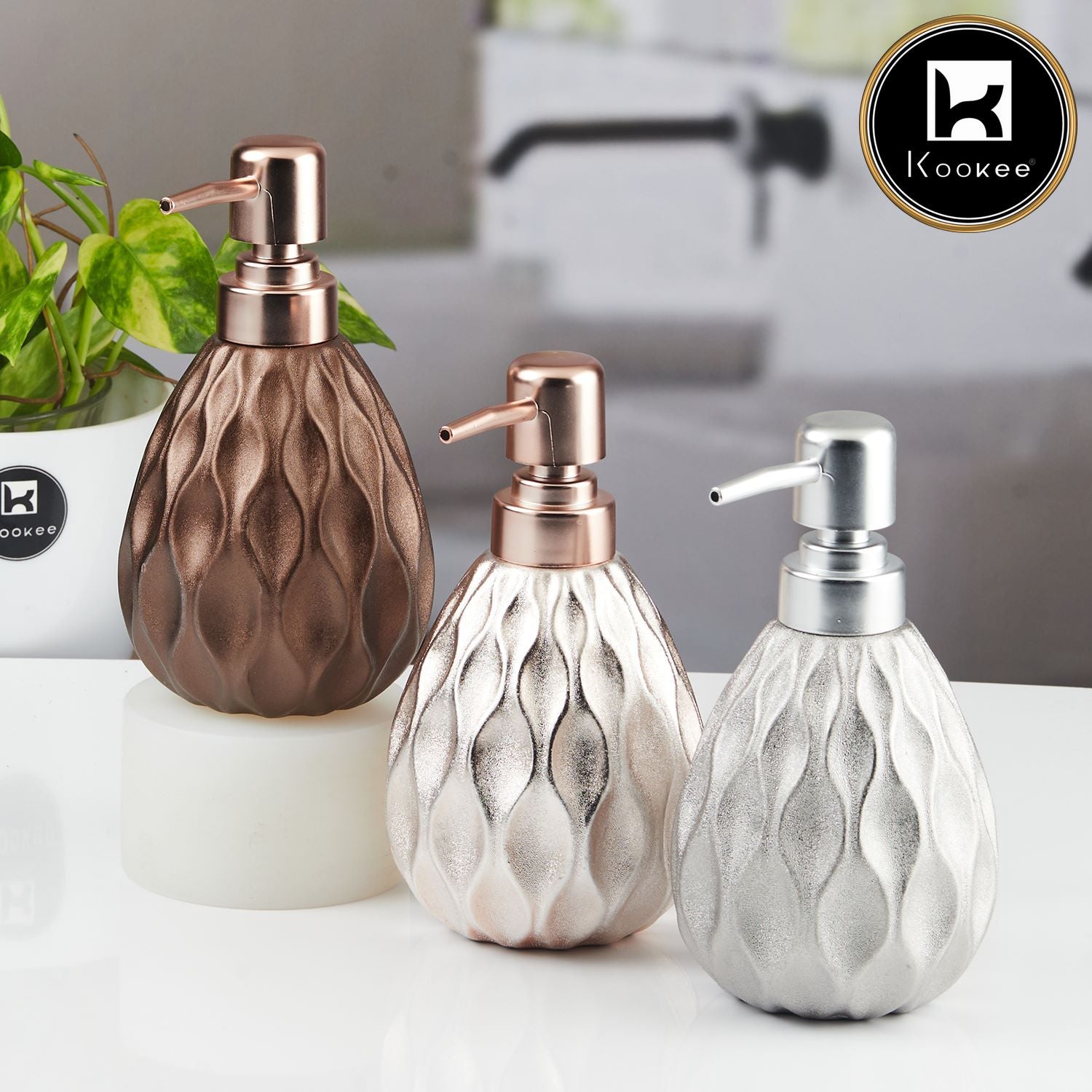 Kookee Ceramic Soap Dispensers, Brown, ART07633