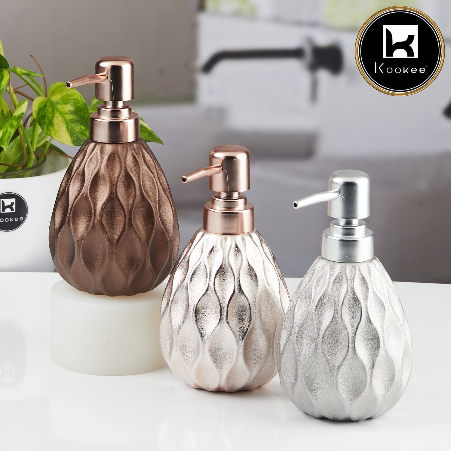 Ceramic Soap Dispenser for handwash for Bathroom, Brown (V-CSD-016-1)