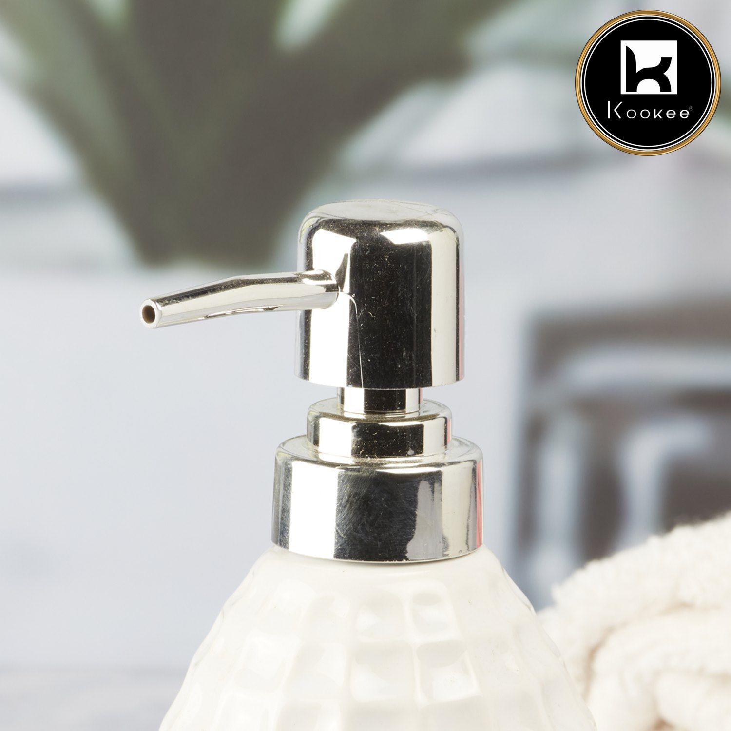 Ceramic Soap Dispenser for handwash for Bathroom, Grey, (Set of 1) (7618)