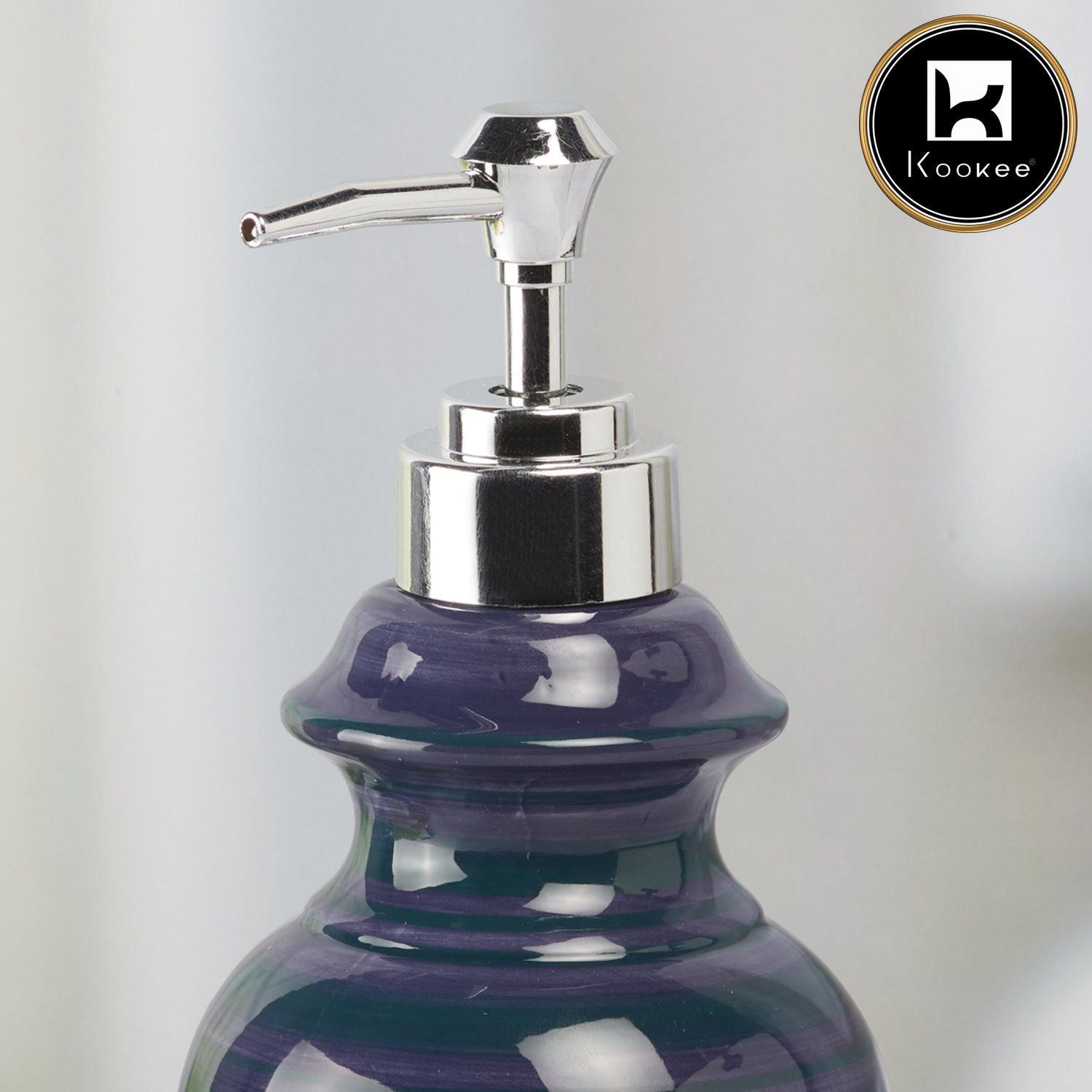 Ceramic Soap Dispenser for handwash for Bathroom, Brown/Blue, (Set of 1) (7638)