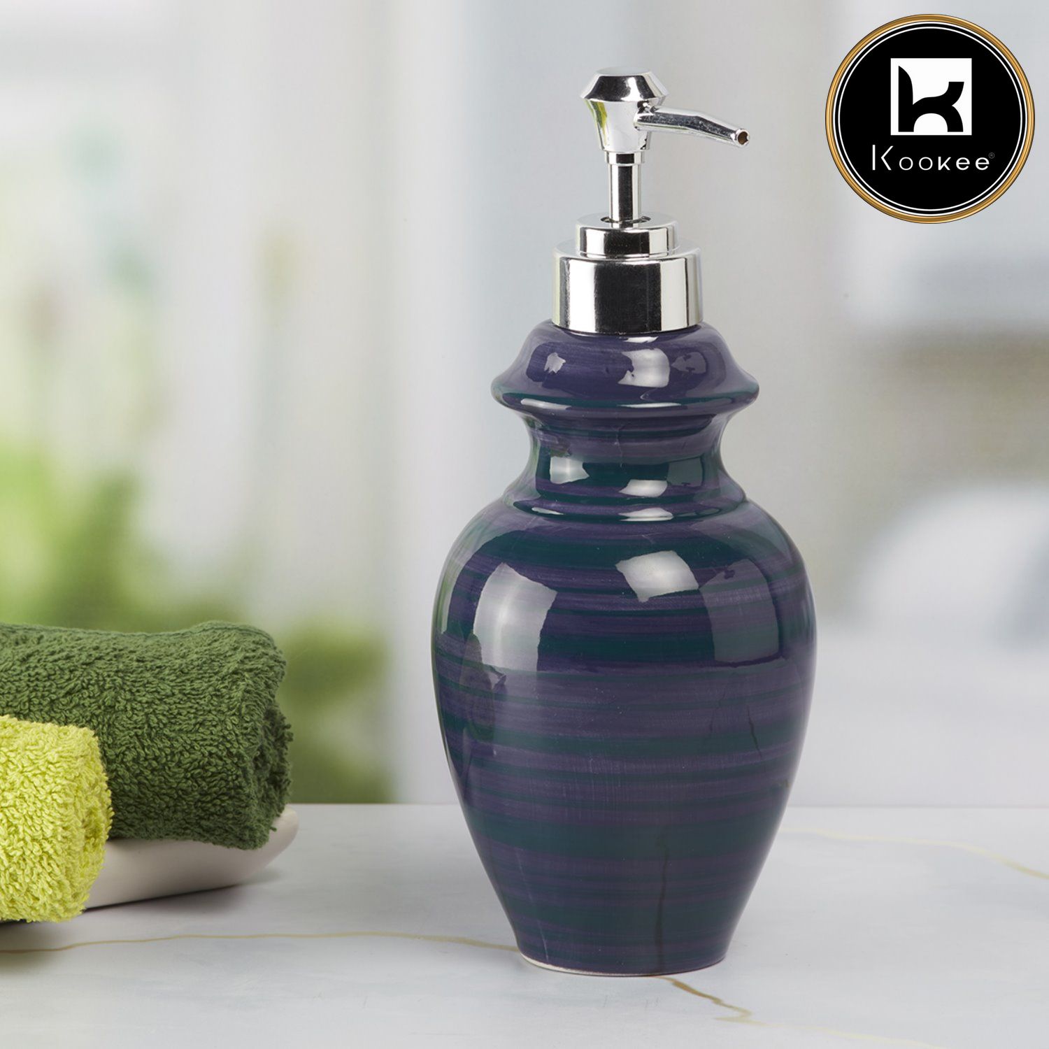 Ceramic Soap Dispenser for handwash for Bathroom, Blue (V-CSD-022)