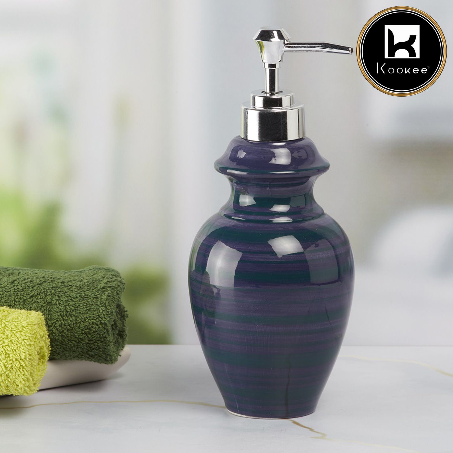 Ceramic Soap Dispenser for handwash for Bathroom, Blue (Set of 1) (7639)