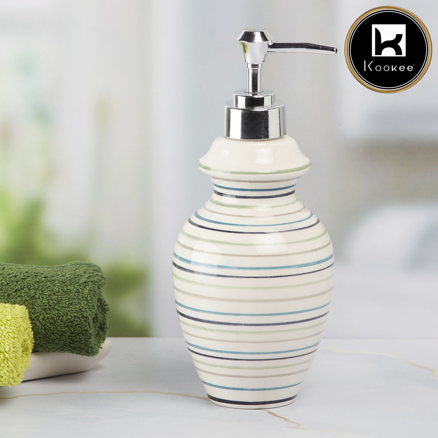 Ceramic Soap Dispenser for handwash for Bathroom, White (Set of 1) (7641)