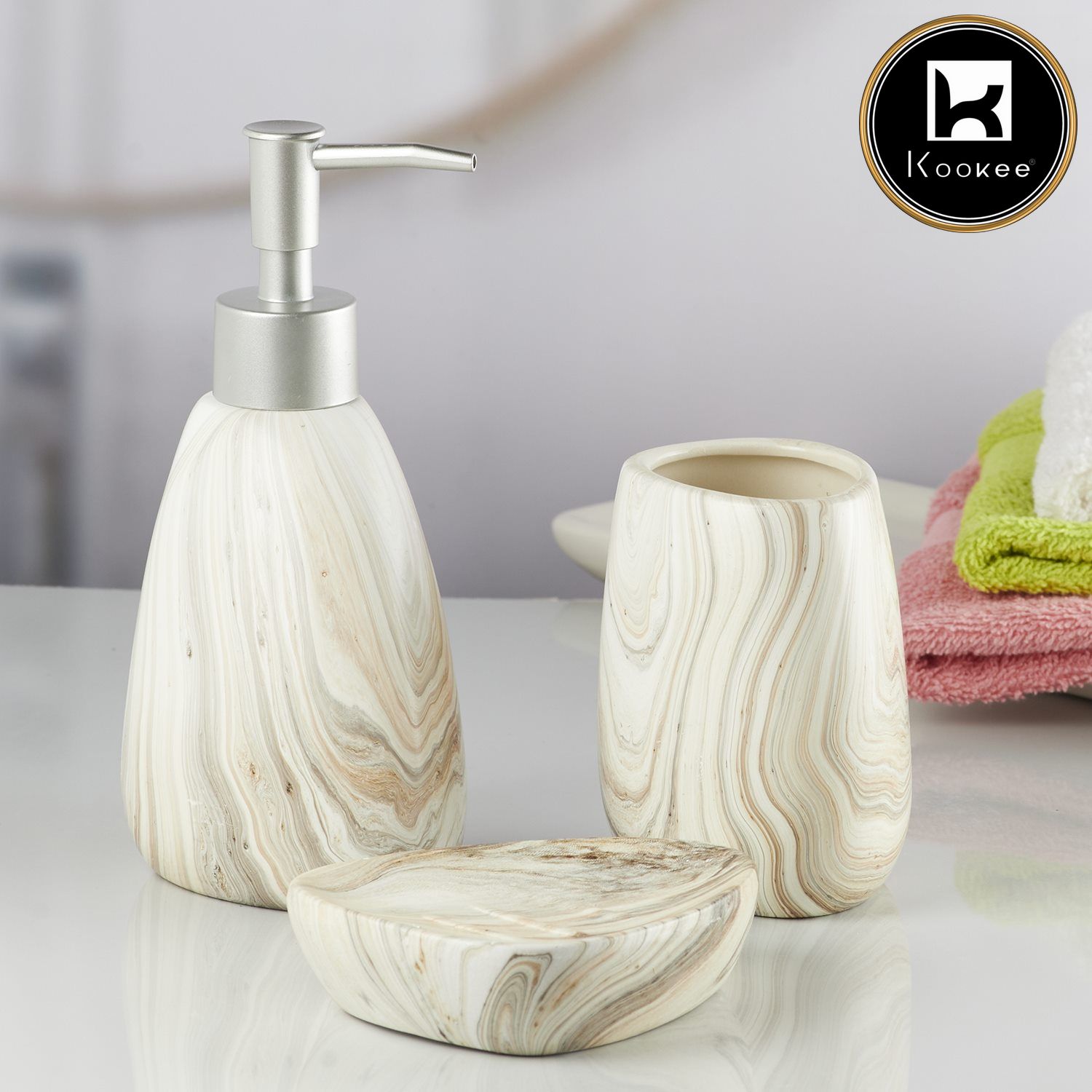 Kookee Ceramic Bathroom Sets, Off White, ART07646