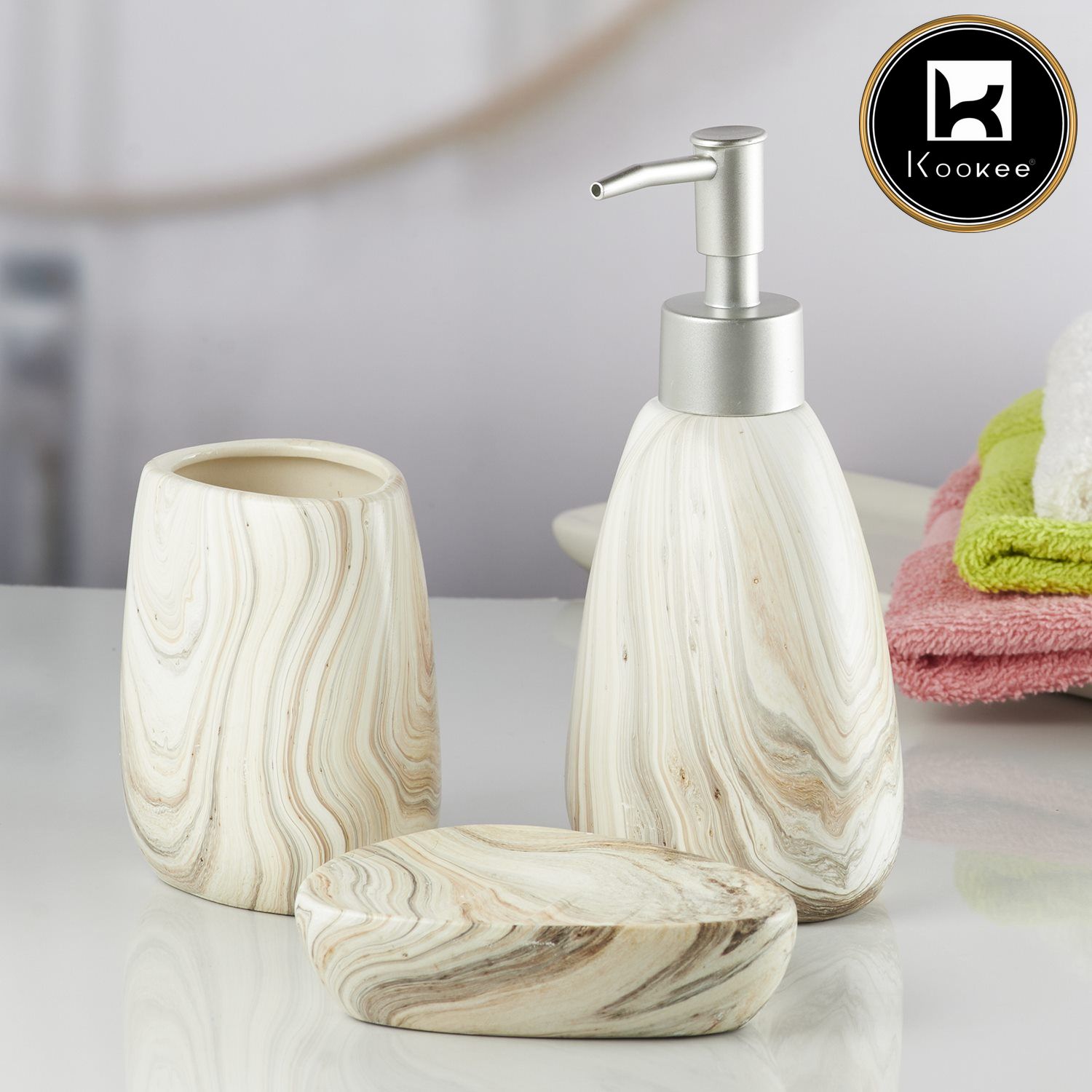 Kookee Ceramic Bathroom Sets, Off White, ART07646