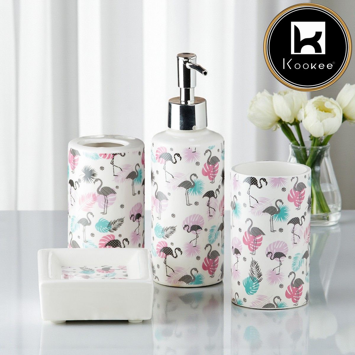 Kookee Ceramic Bathroom Sets, Multi, ART07653