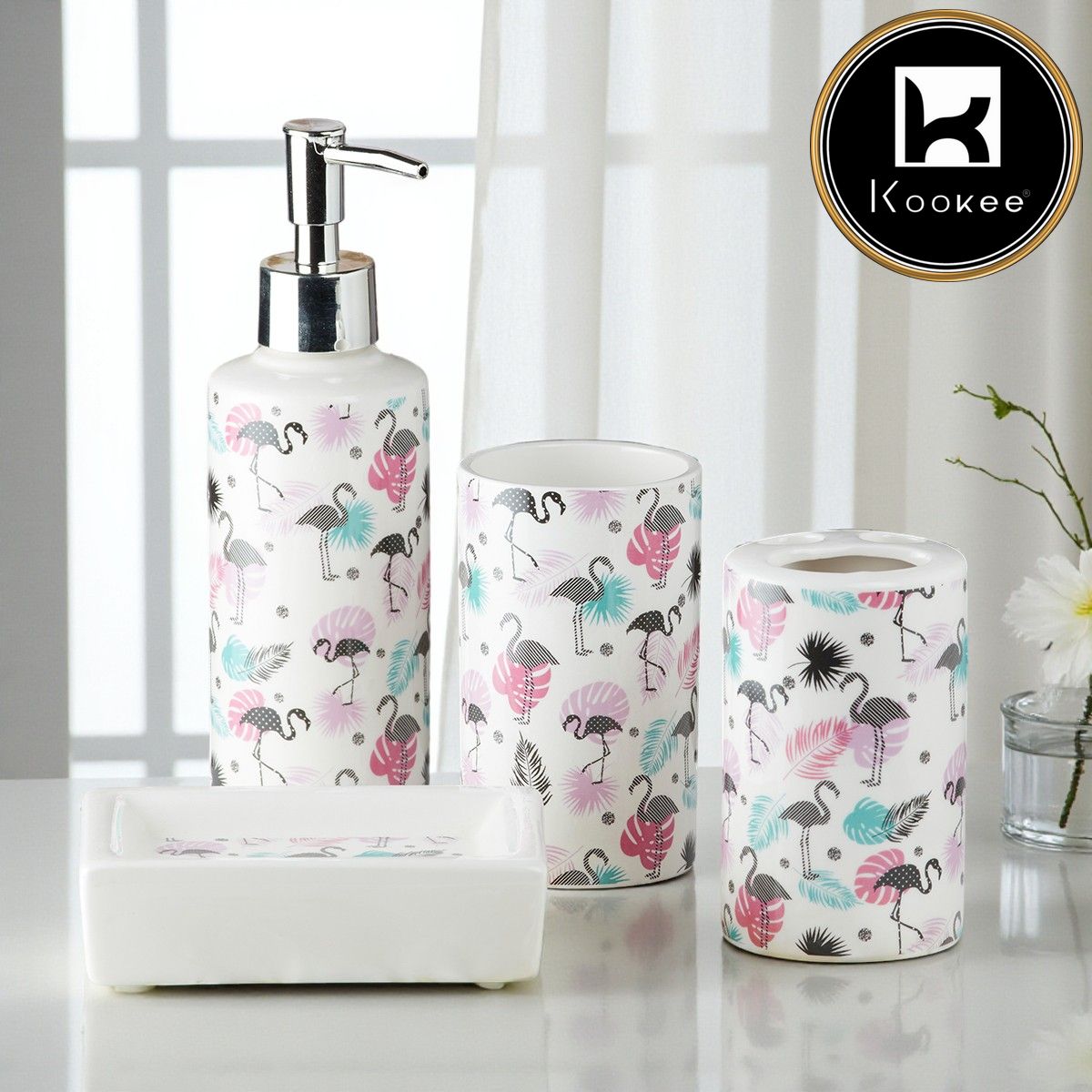 Kookee Ceramic Bathroom Sets, Multi, ART07653