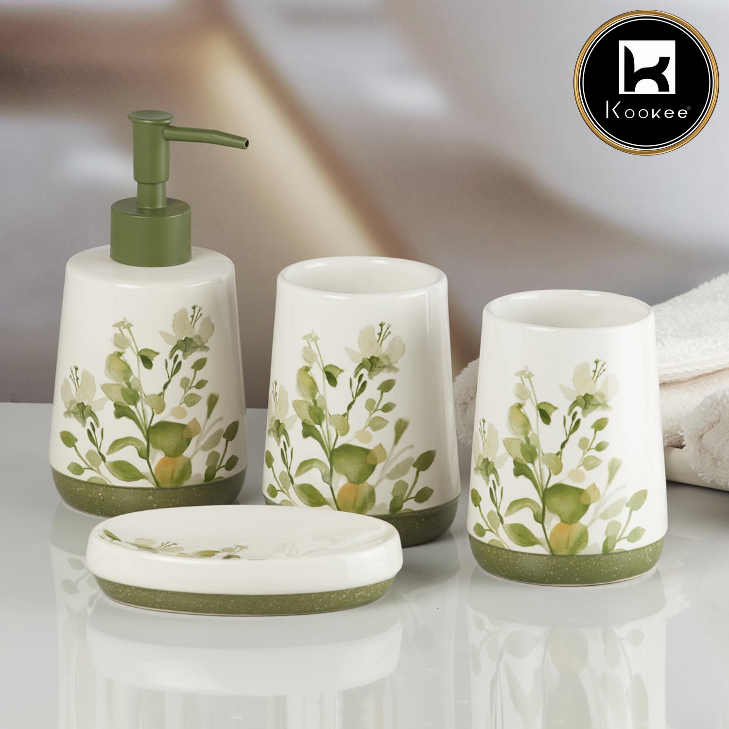 Kookee Ceramic Bathroom Sets, Multi, ART07657